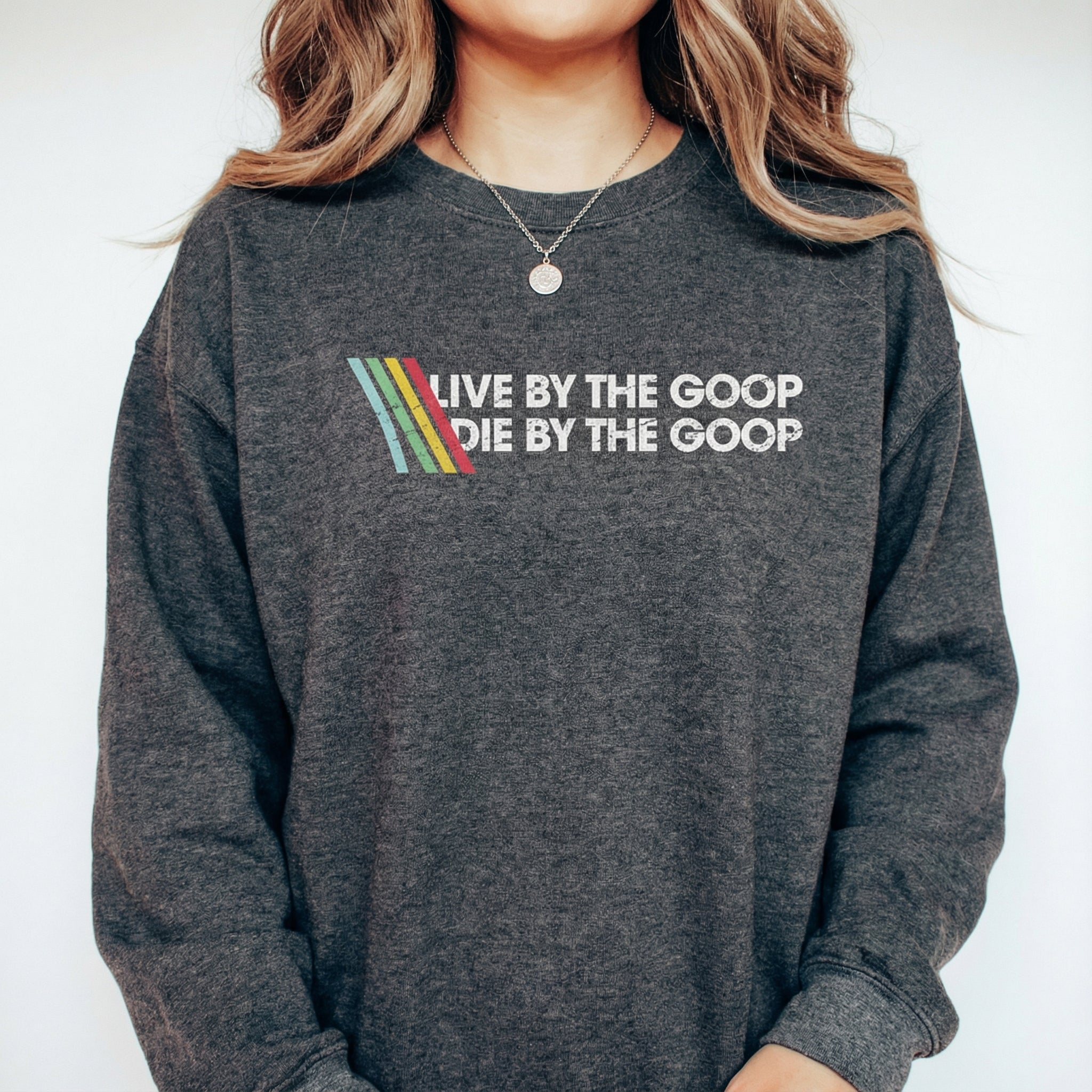 Live By the Goop Die By the Goop Graphic T-Shirt – Funny Gamer Motto Tee – Retro Shooter Inspired Shirt