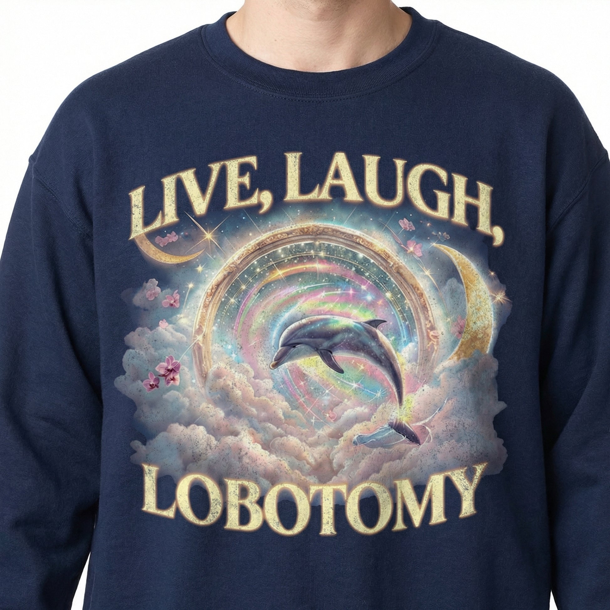 Live Laugh Lobotomy T-Shirt - Funny Dolphin Meme Graphic Tee