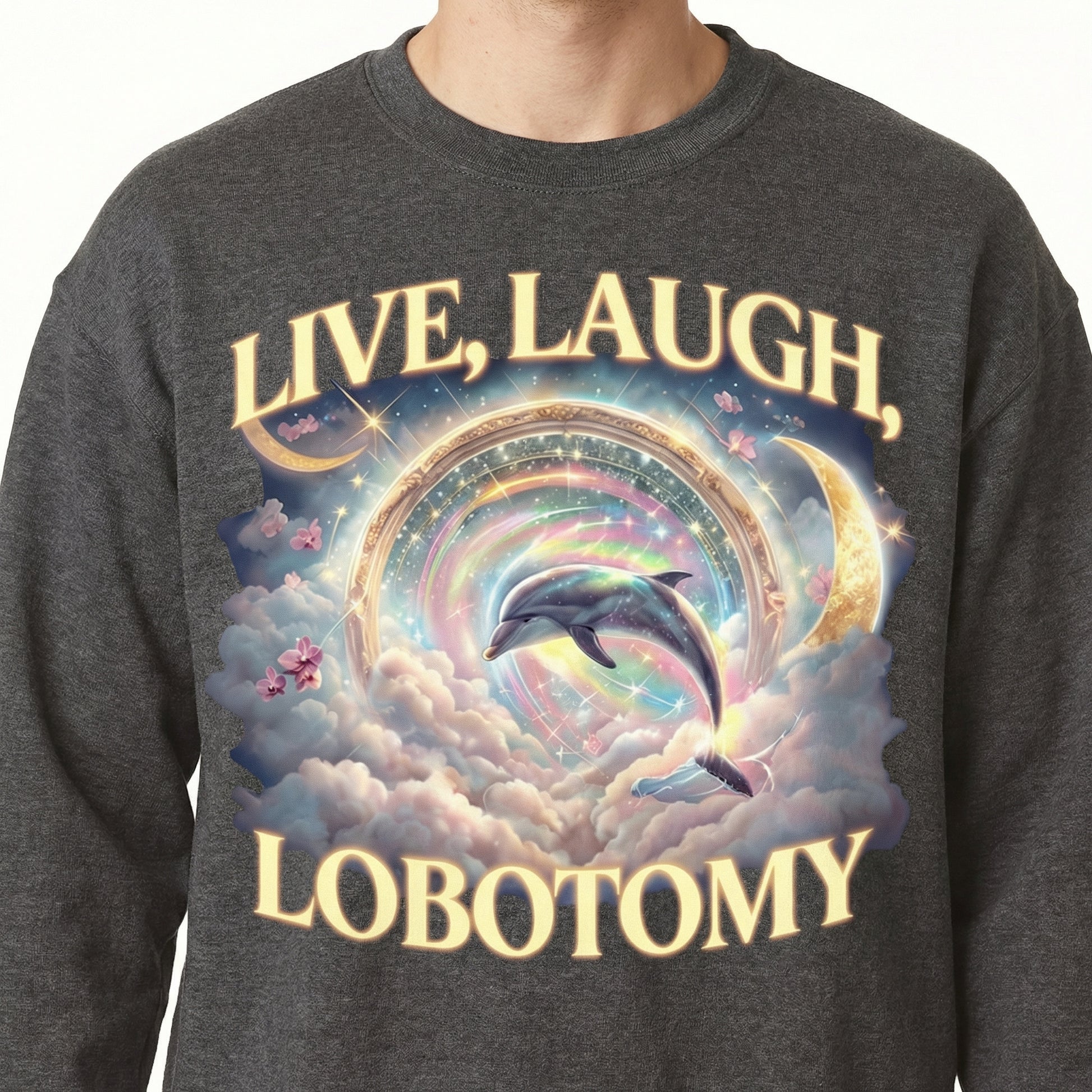 Live Laugh Lobotomy T-Shirt - Funny Dolphin Meme Graphic Tee