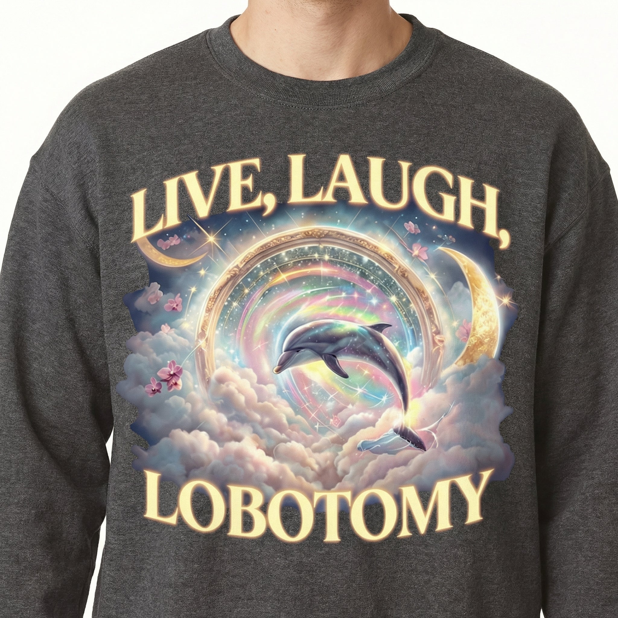 Live Laugh Lobotomy T-Shirt - Funny Dolphin Meme Graphic Tee