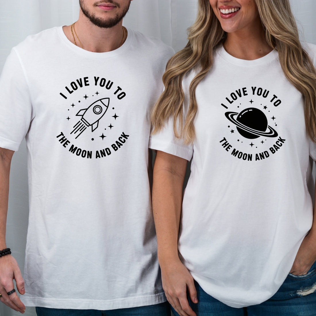 Love You To The Moon And Back Matching T-Shirts For Couples