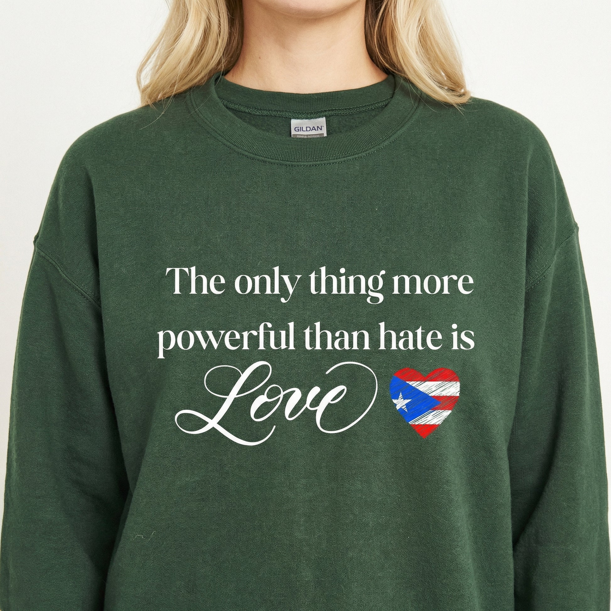 Love Is More Powerful Than Hate T-Shirt - Puerto Rico Flag Inspired Design