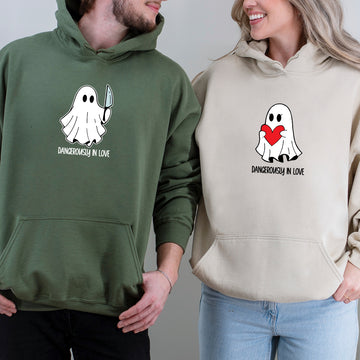 Love or Knife Ghost Matching Hoodies For Couples