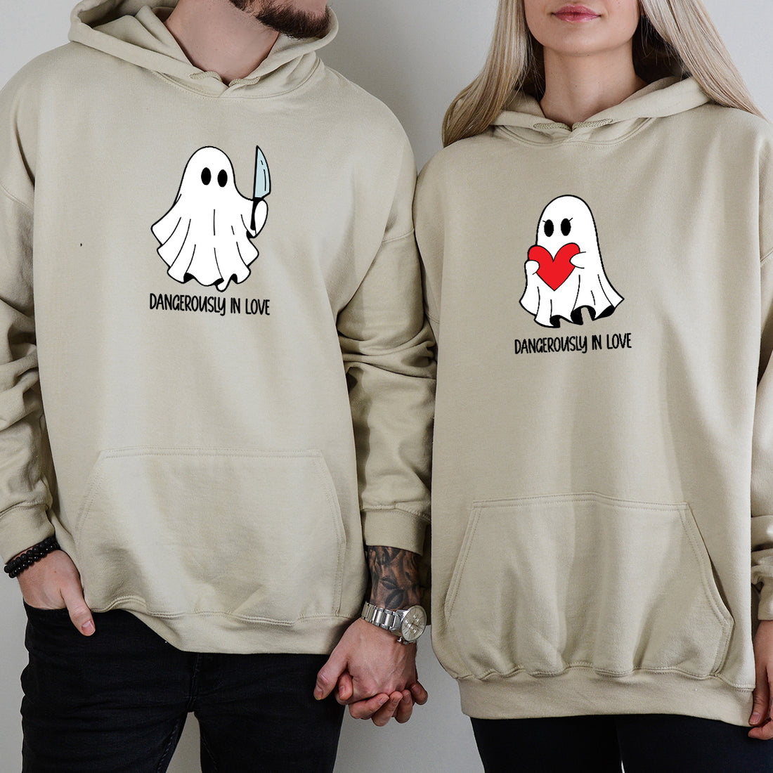 Love or Knife Ghost Matching Hoodies For Couples