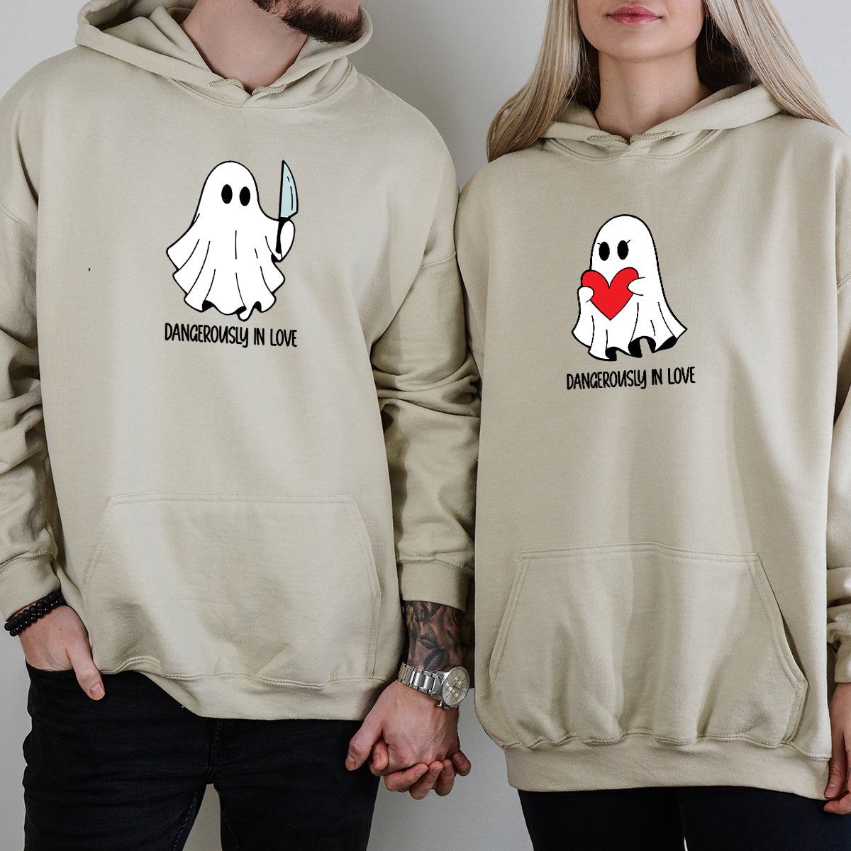 Love or Knife Ghost Matching Hoodies For Couples