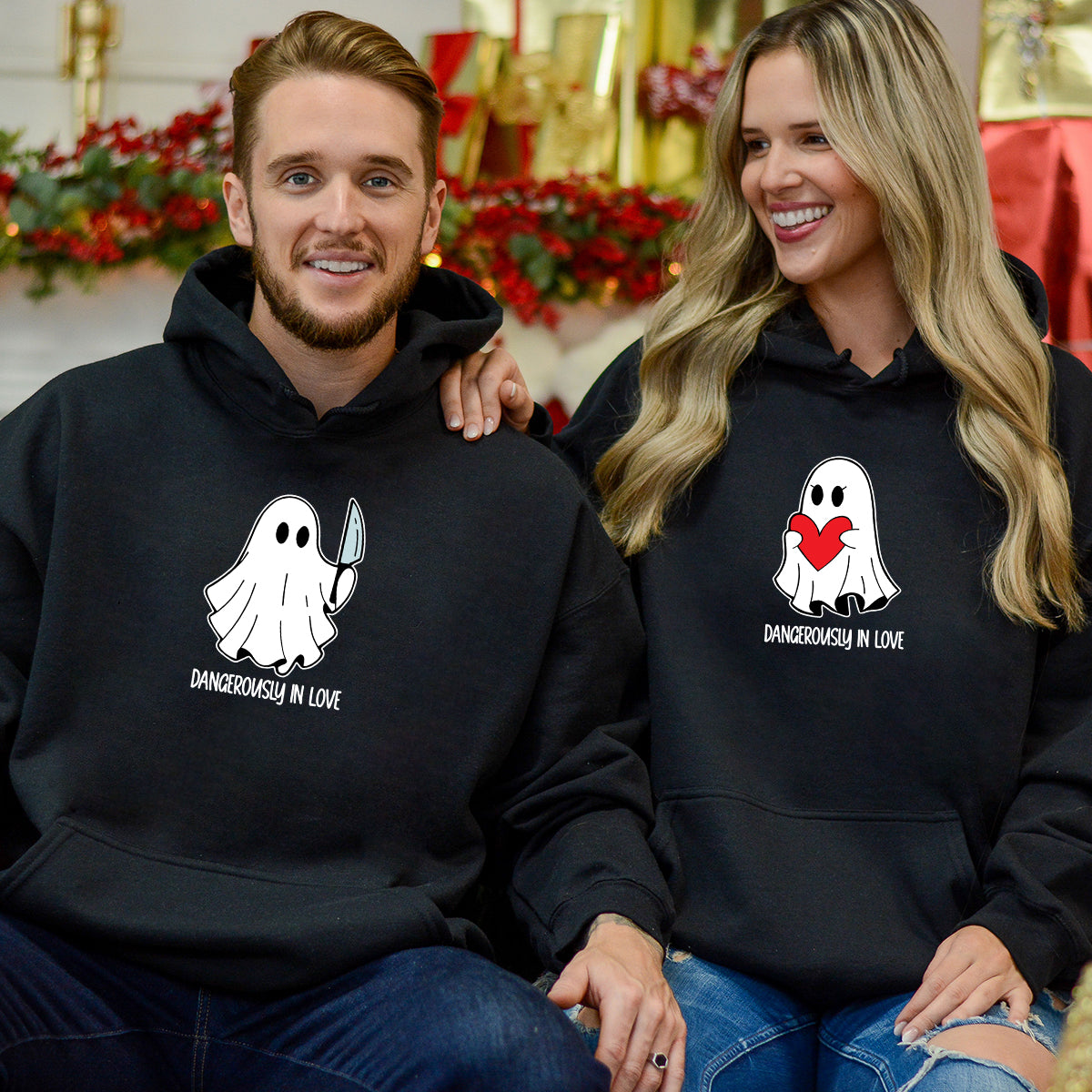 Love or Knife Ghost Matching Hoodies For Couples