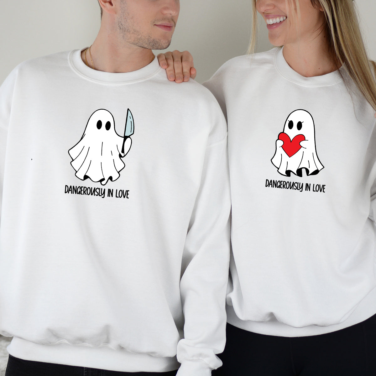 Love or Knife Ghost Matching Hoodies For Couples
