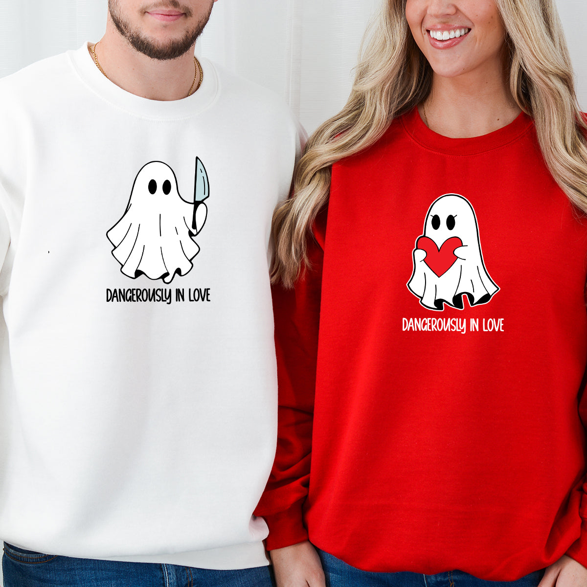 Love or Knife Ghost Matching Hoodies For Couples