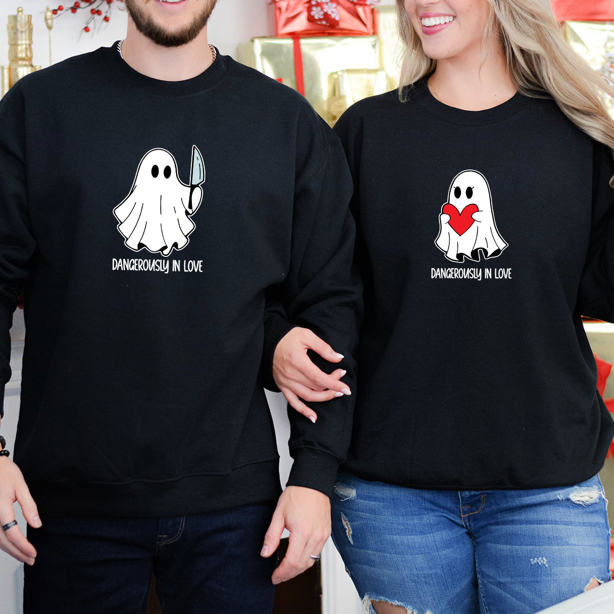 Love or Knife Ghost Matching Hoodies For Couples