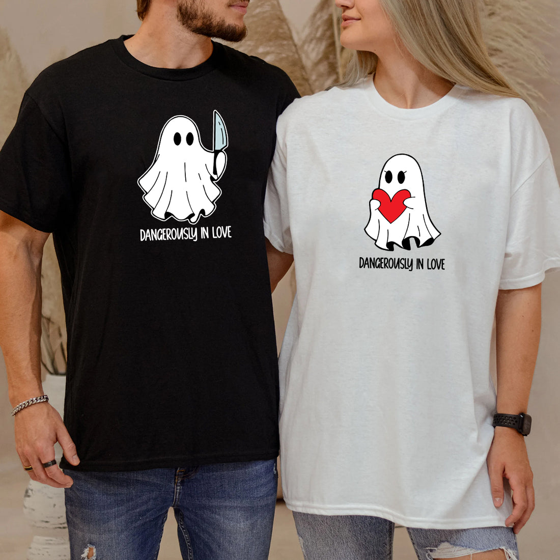 Love or Knife Ghost Matching T-Shirts For Couples