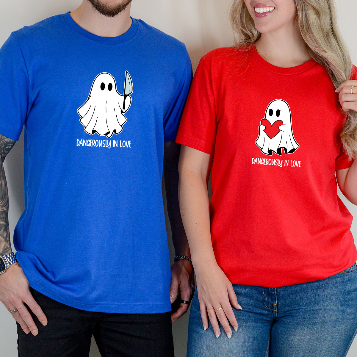 Love or Knife Ghost Matching T-Shirts For Couples