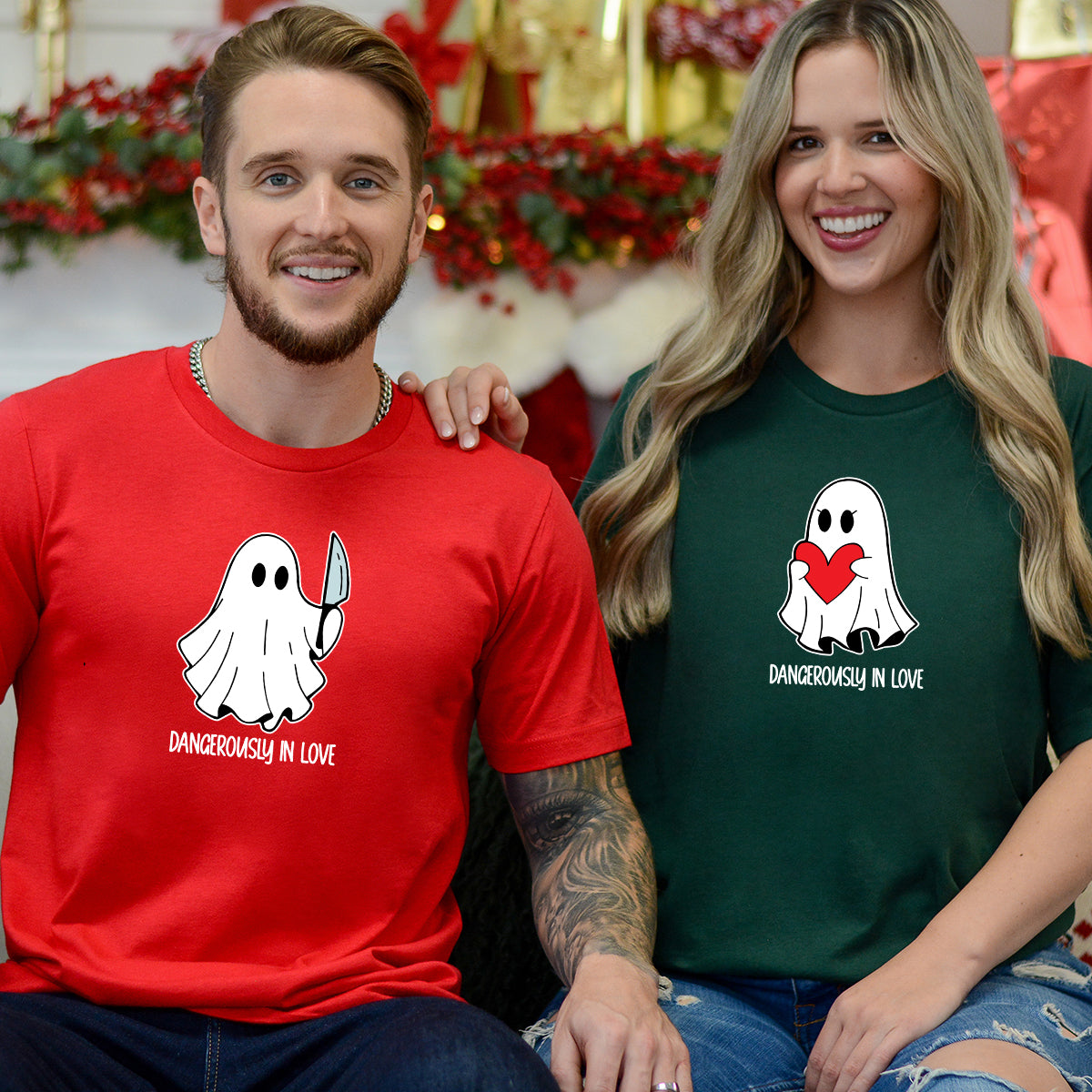 Love or Knife Ghost Matching T-Shirts For Couples