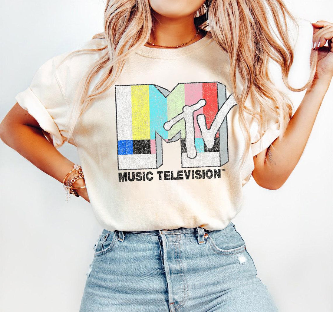 Retro TV Signal Graphic T-Shirt - 80s 90s Vintage Music Style Tee