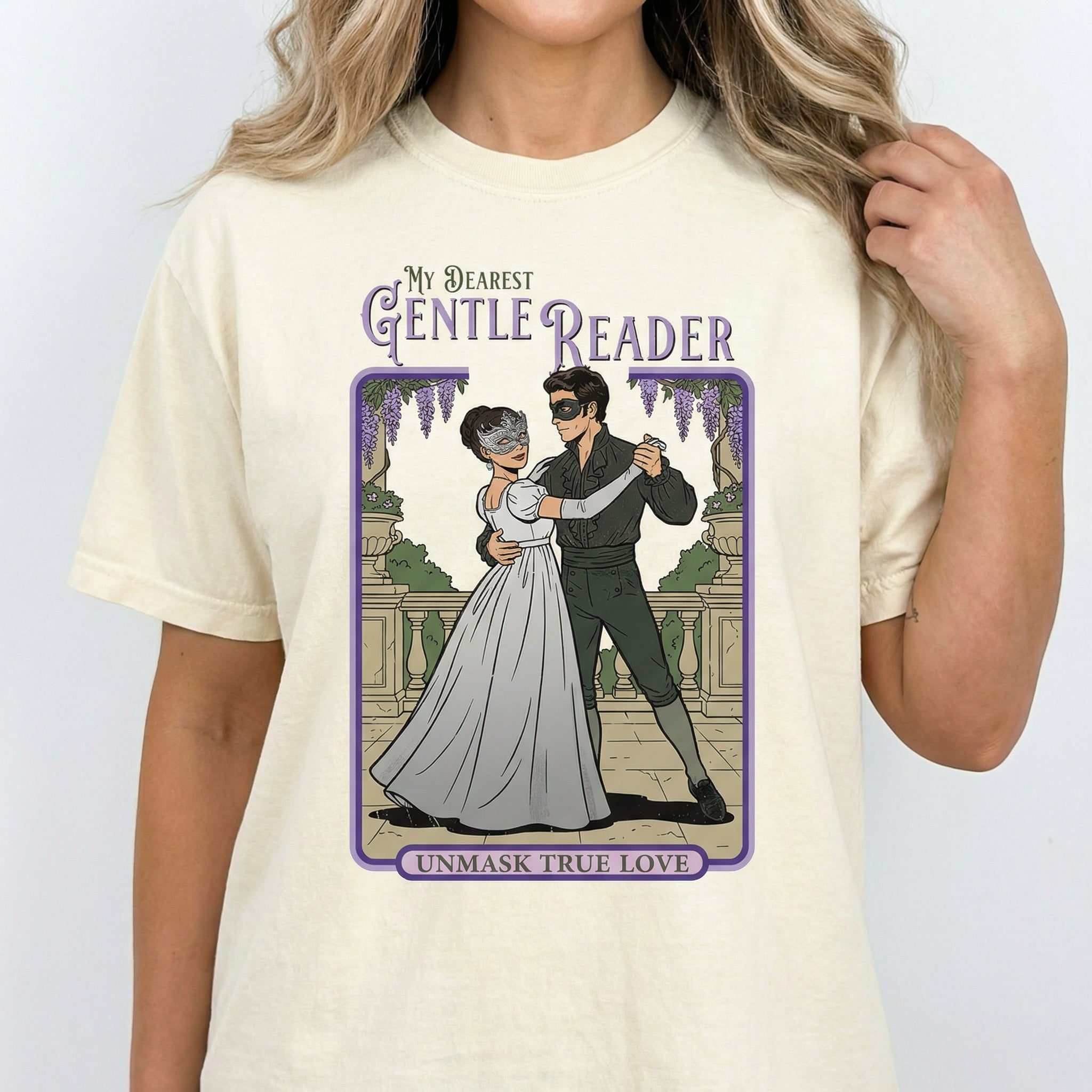 Masquerade Ball Regency Romance Graphic T-Shirt – Masked Dance Love Story Tee