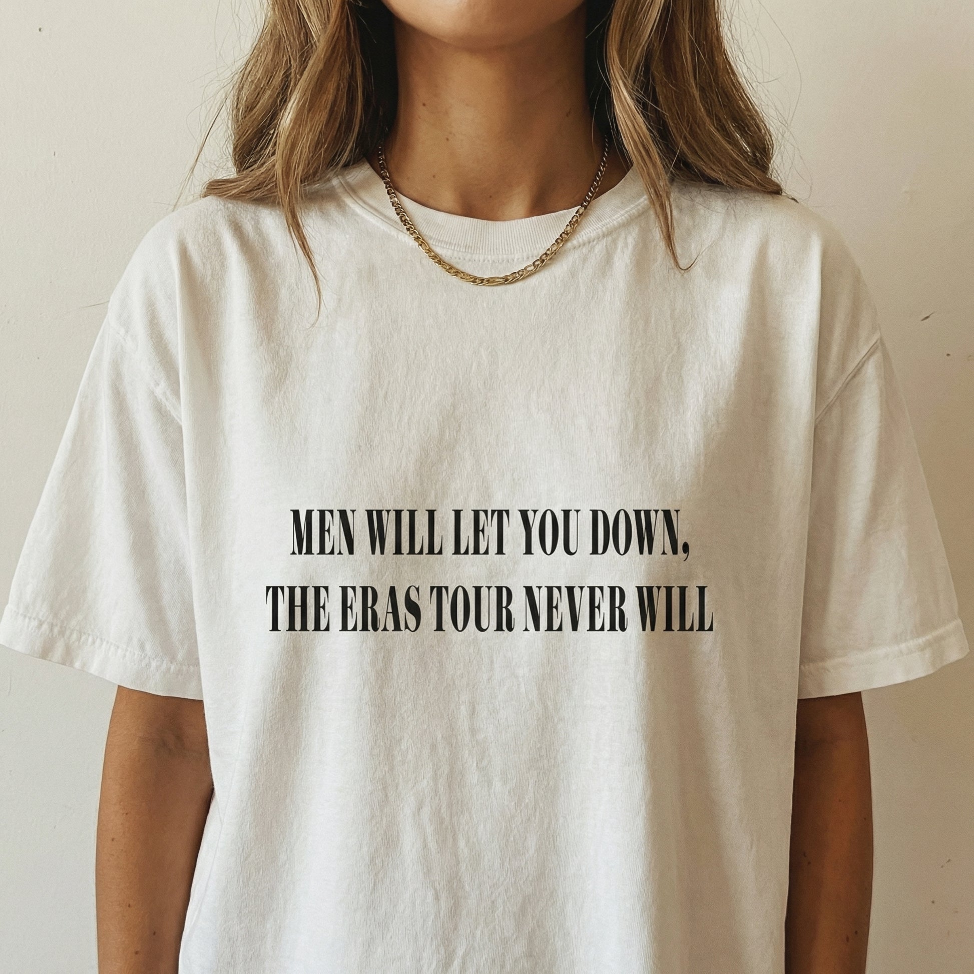 Men Will Let You Down Graphic T-Shirt – Funny Quote Tee – Subtle Pop Culture Inspired Shirt