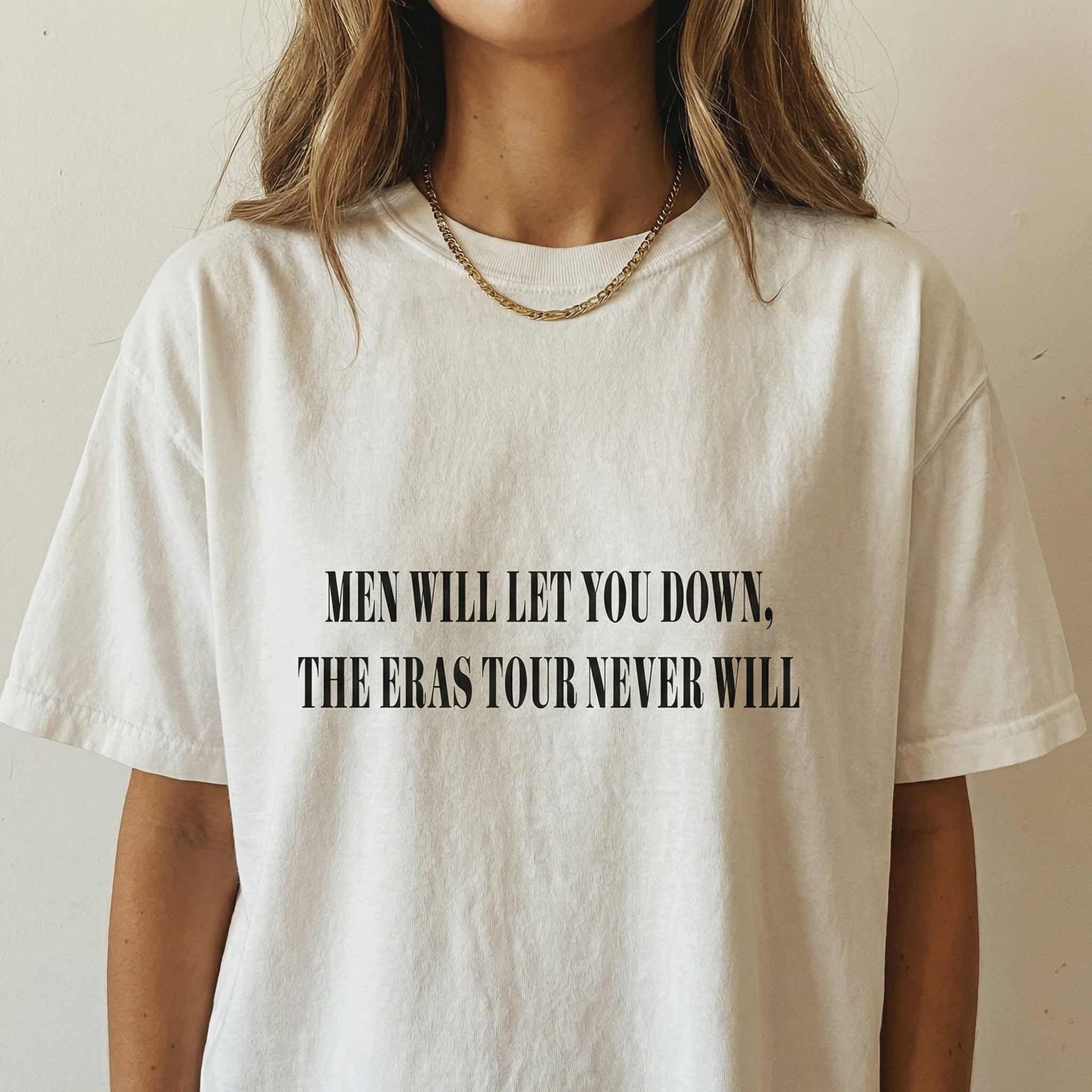 Men Will Let You Down Graphic T-Shirt – Funny Quote Tee – Subtle Pop Culture Inspired Shirt