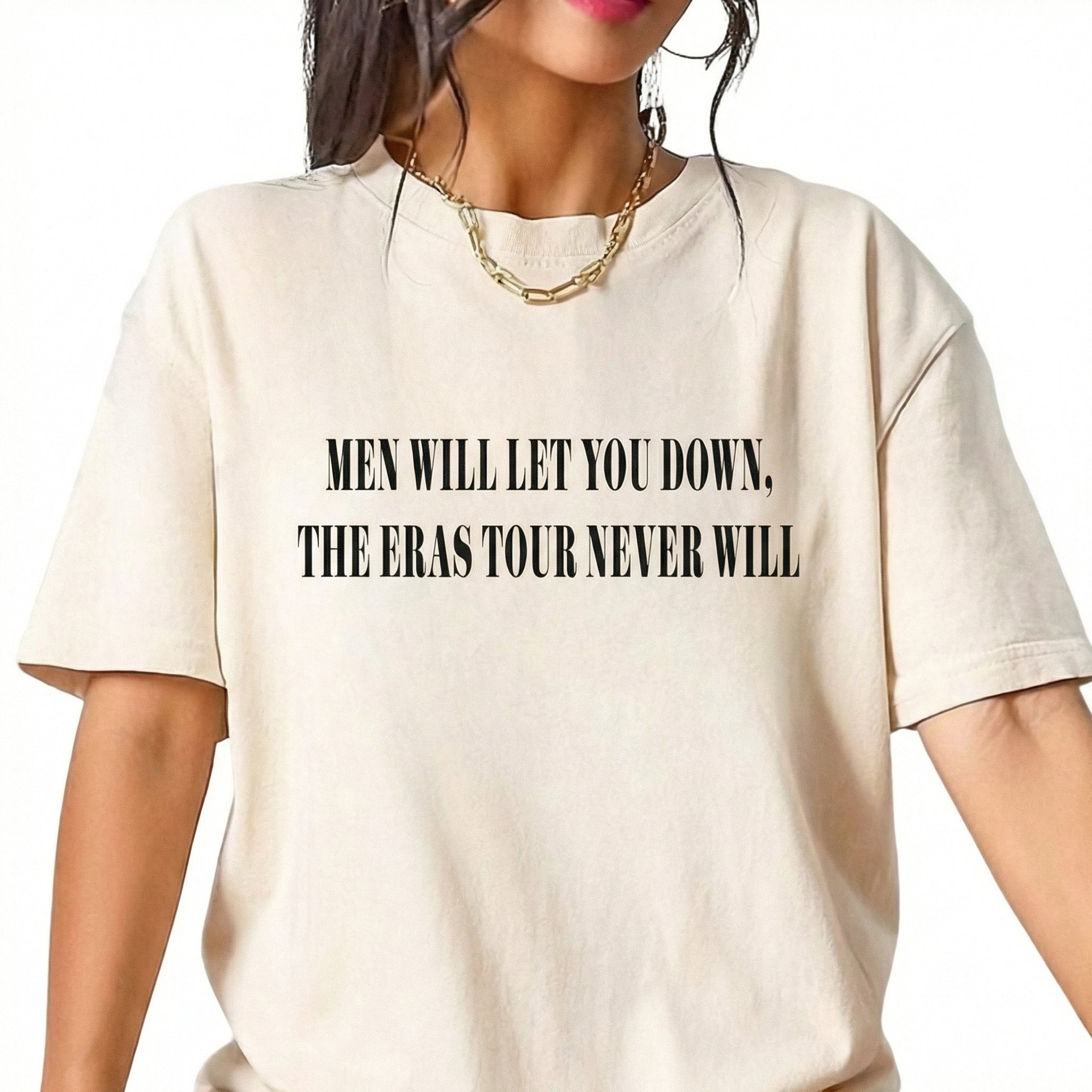 Men Will Let You Down Graphic T-Shirt – Funny Quote Tee – Subtle Pop Culture Inspired Shirt