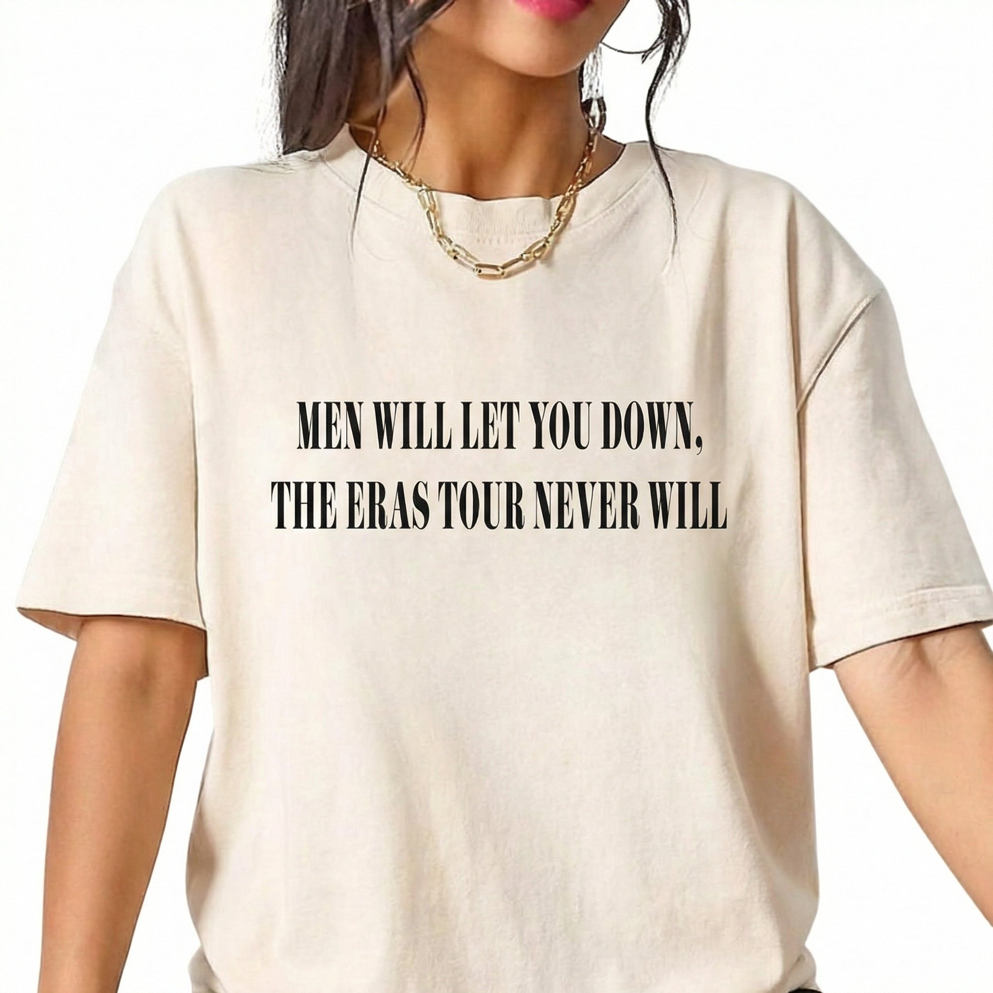 Men Will Let You Down Graphic T-Shirt – Funny Quote Tee – Subtle Pop Culture Inspired Shirt