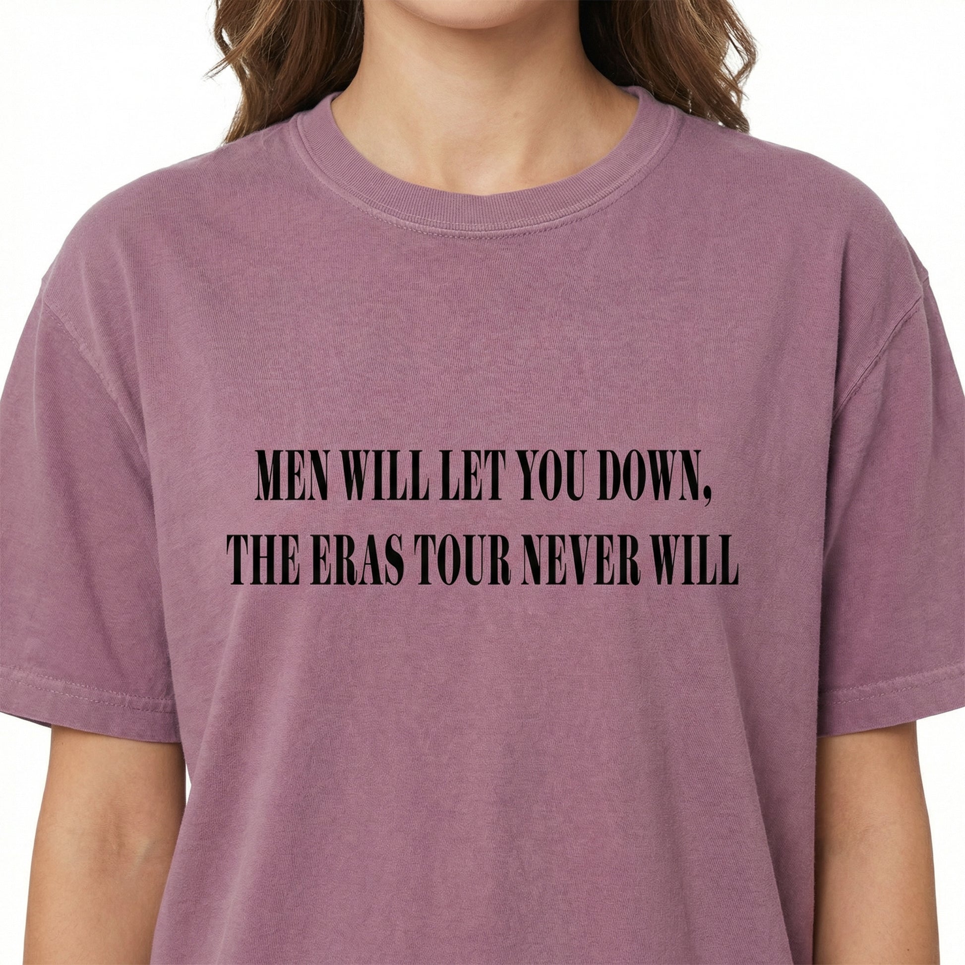 Men Will Let You Down Graphic T-Shirt – Funny Quote Tee – Subtle Pop Culture Inspired Shirt