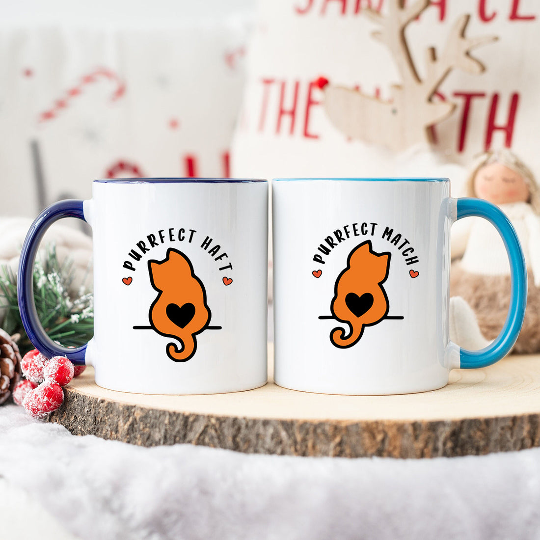 Meow Heart Matching Mugs For Couples