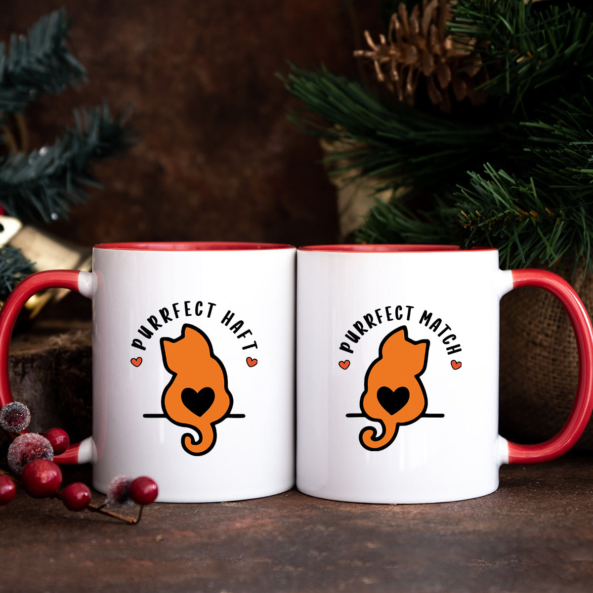 Meow Heart Matching Mugs For Couples