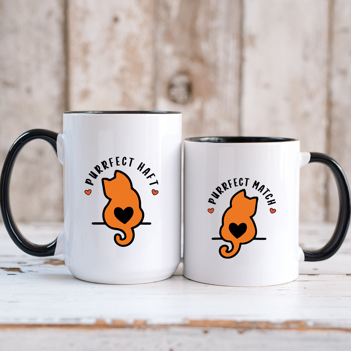 Meow Heart Matching Mugs For Couples