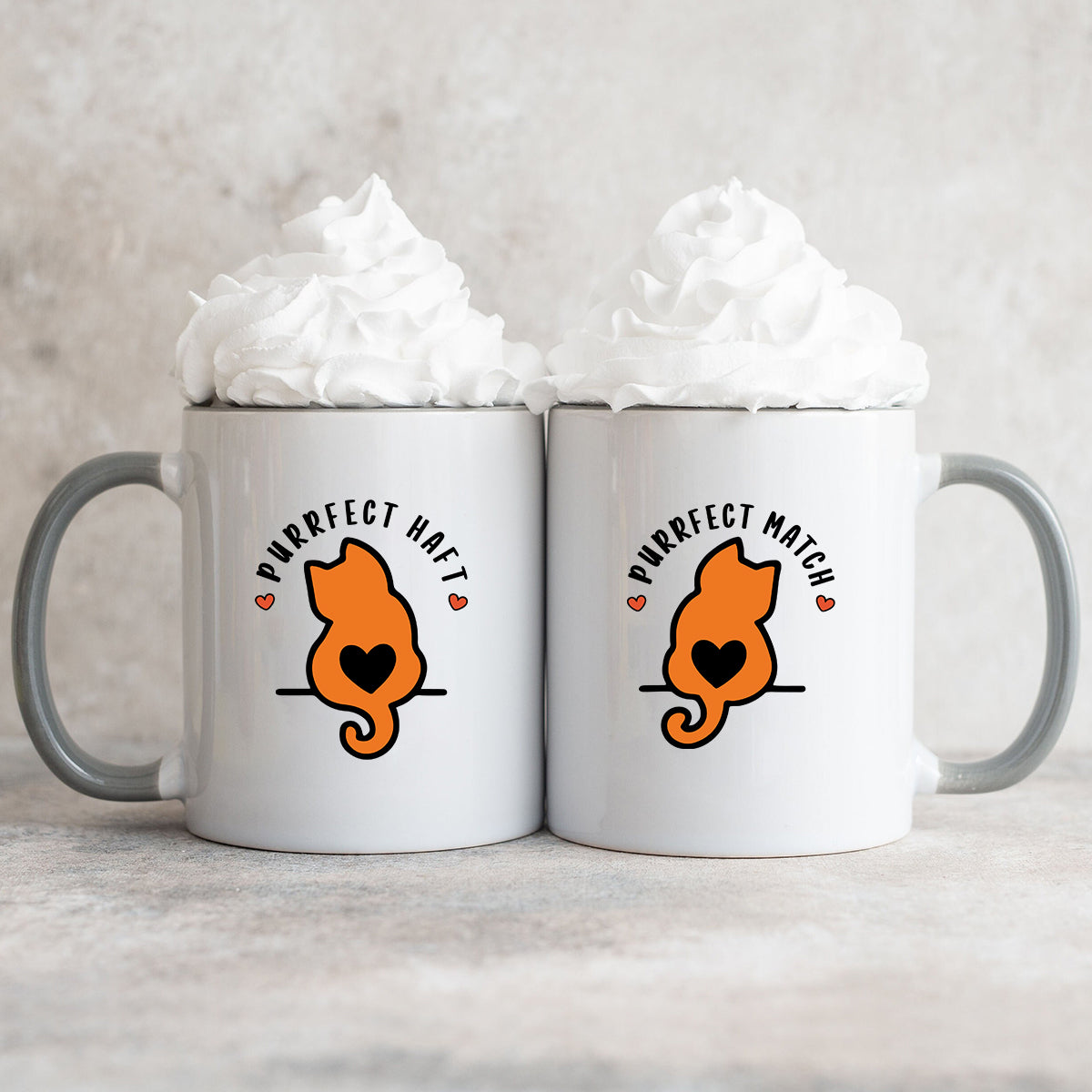 Meow Heart Matching Mugs For Couples