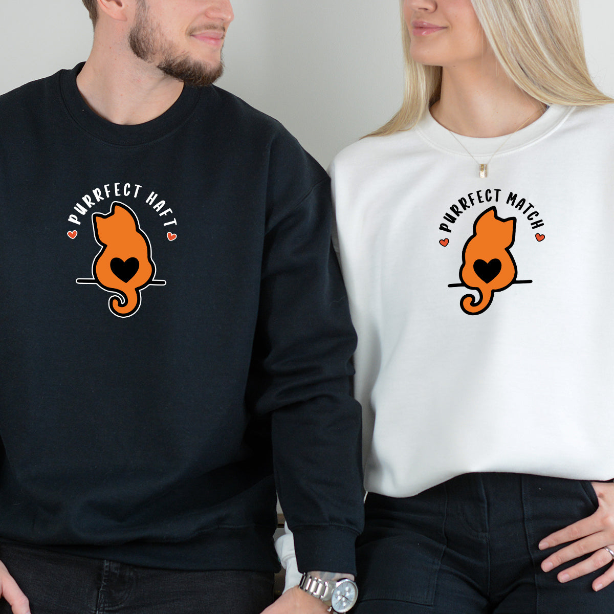 Meow Heart Matching Hoodies For Couples
