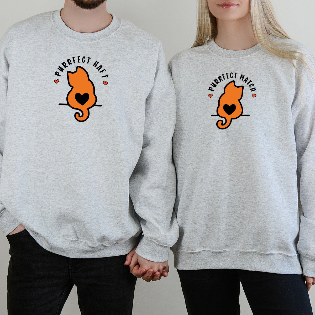Meow Heart Matching Hoodies For Couples