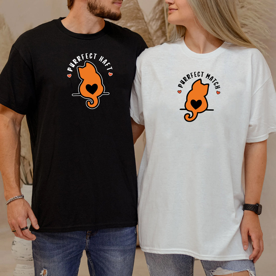 Meow Heart Matching T-Shirts For Couples