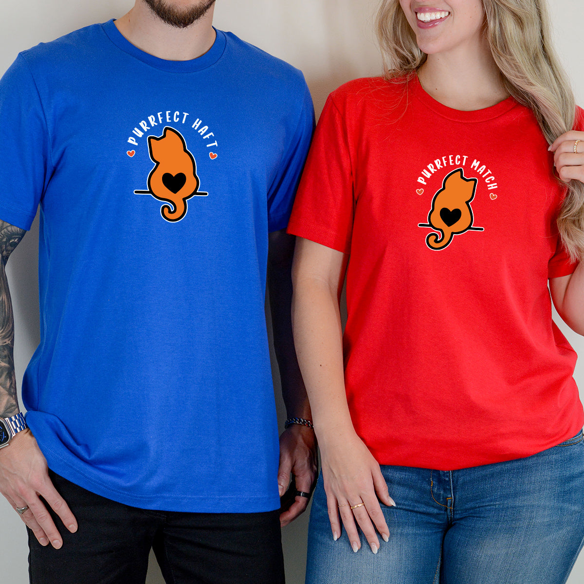 Meow Heart Matching T-Shirts For Couples