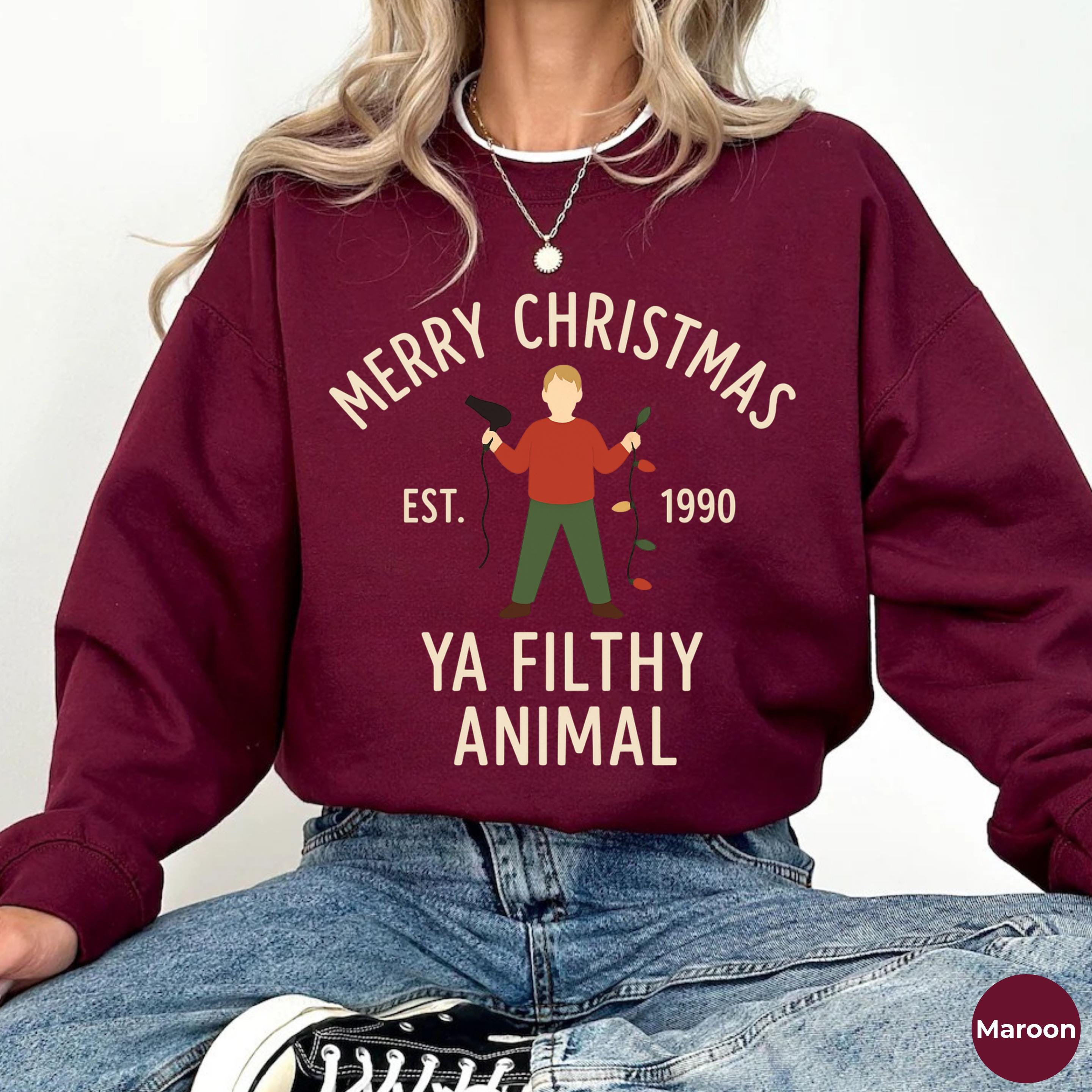 Merry Christmas Ya Filthy Animal Shirt - Funny 90s Classic Holiday Tee