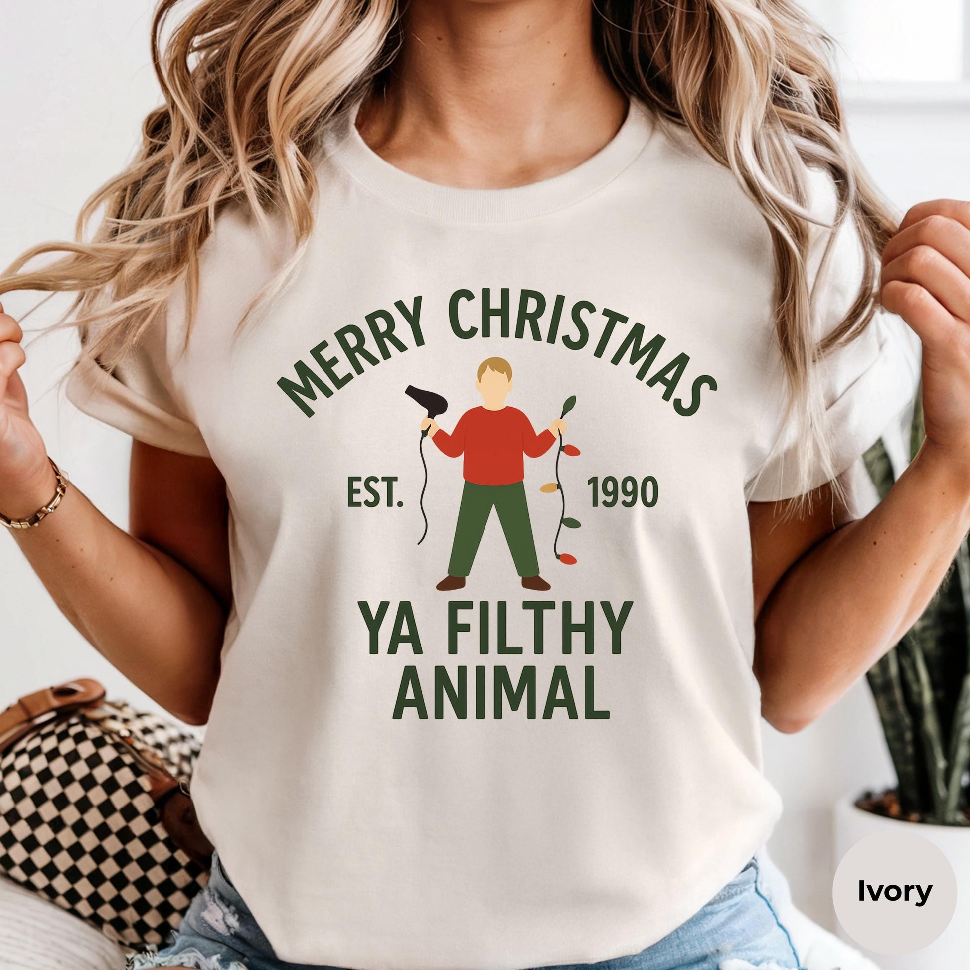 Merry Christmas Ya Filthy Animal Shirt - Funny 90s Classic Holiday Tee