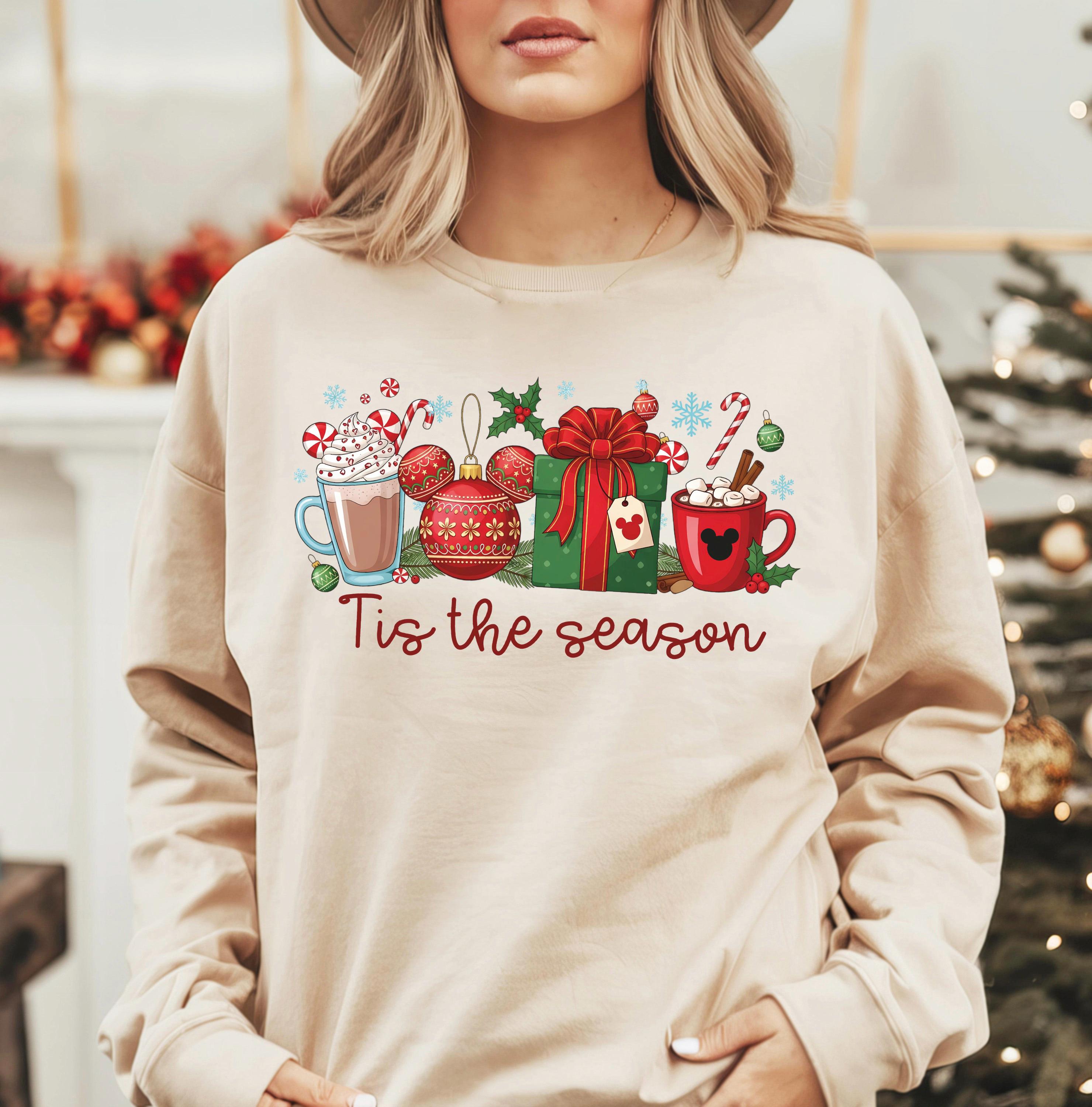 Mickey Christmas Coffee Latte Sweatshirt – Cute Winter Holiday Tis The Season Shirt