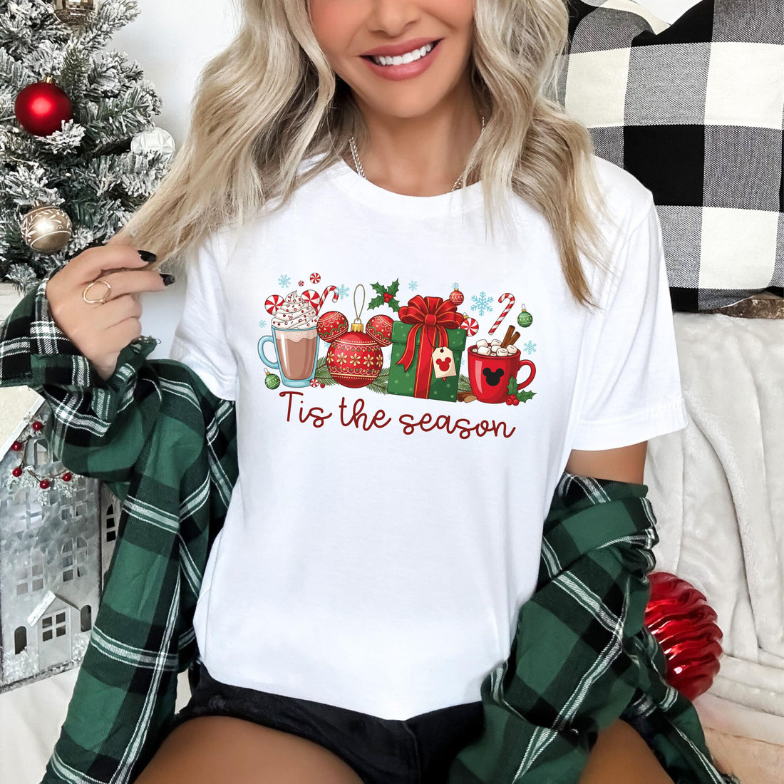 Mickey Christmas Coffee Latte Sweatshirt – Cute Winter Holiday Tis The Season Shirt