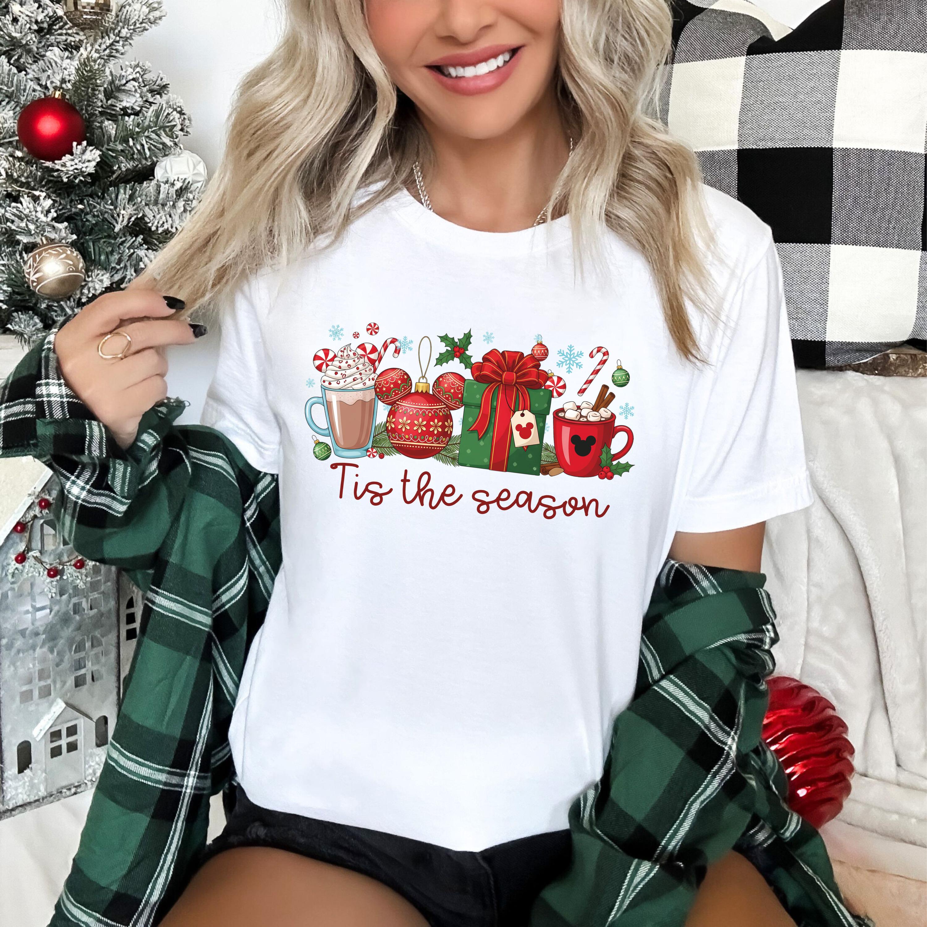 Mickey Christmas Coffee Latte Sweatshirt – Cute Winter Holiday Tis The Season Shirt