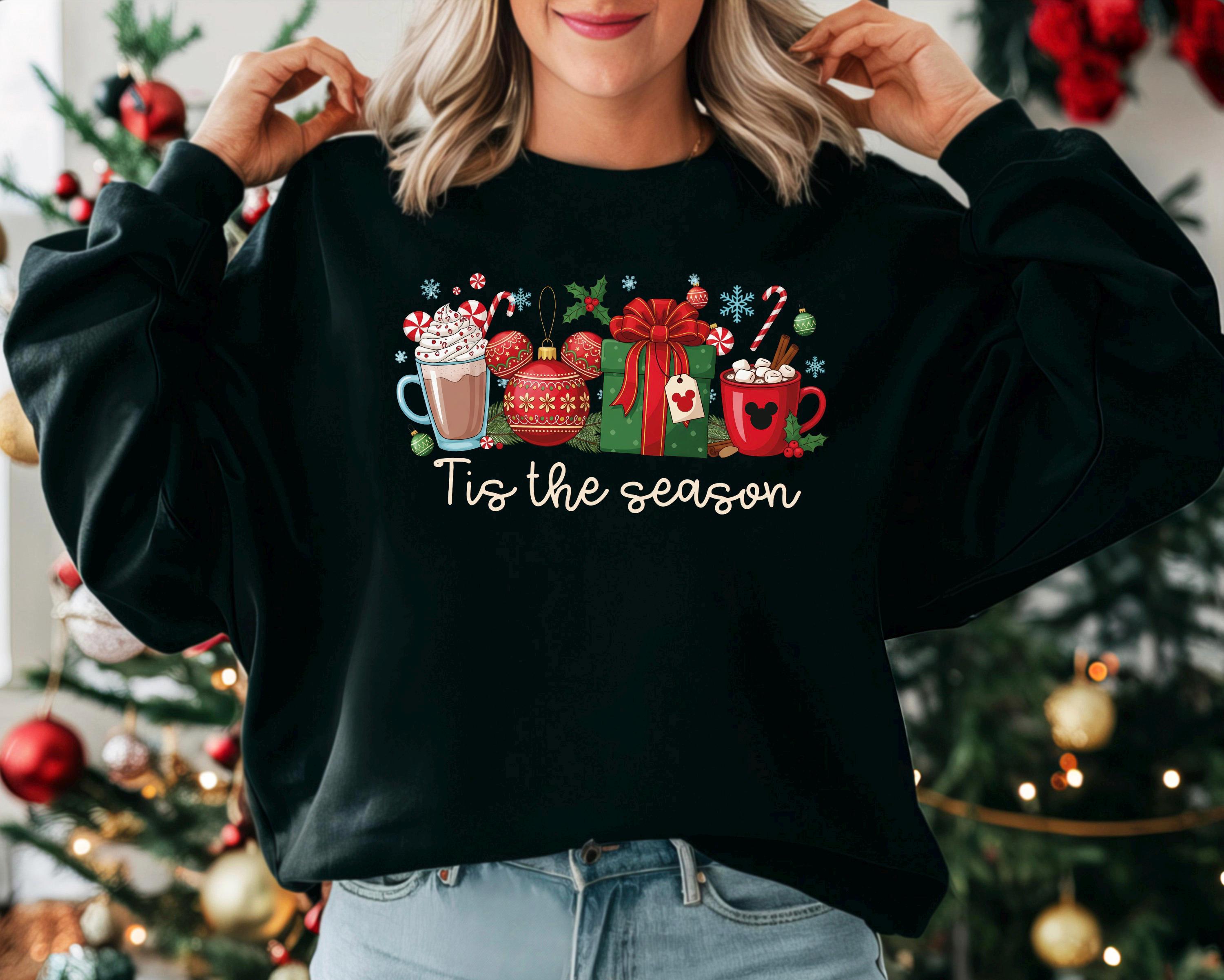 Mickey Christmas Coffee Latte Sweatshirt – Cute Winter Holiday Tis The Season Shirt