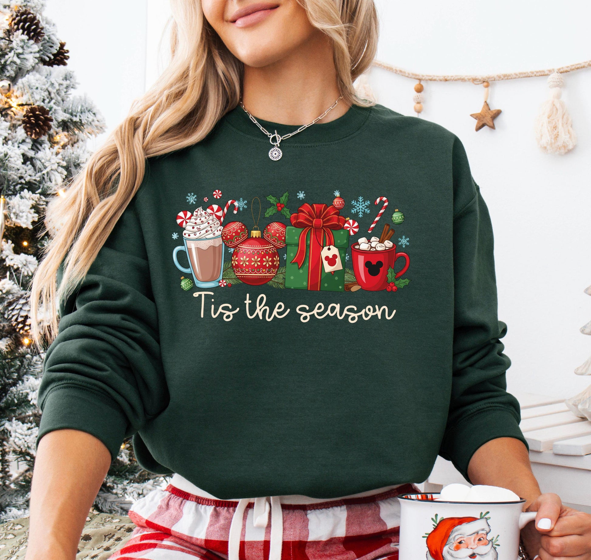 Mickey Christmas Coffee Latte Sweatshirt – Cute Winter Holiday Tis The Season Shirt