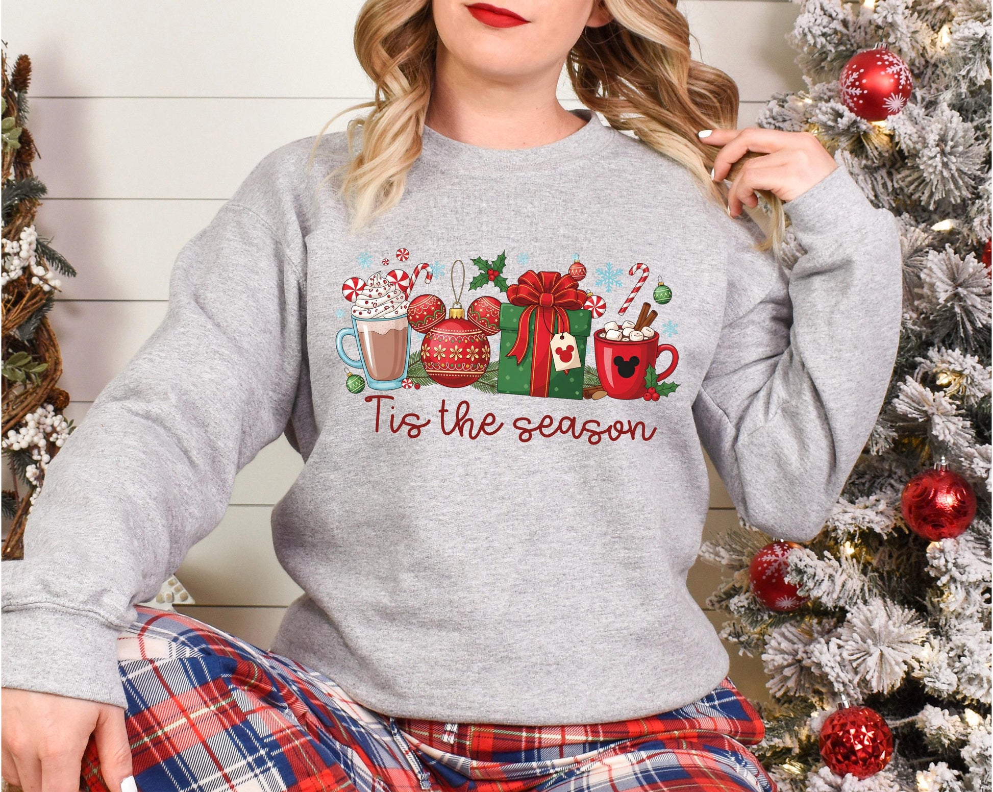 Mickey Christmas Coffee Latte Sweatshirt – Cute Winter Holiday Tis The Season Shirt