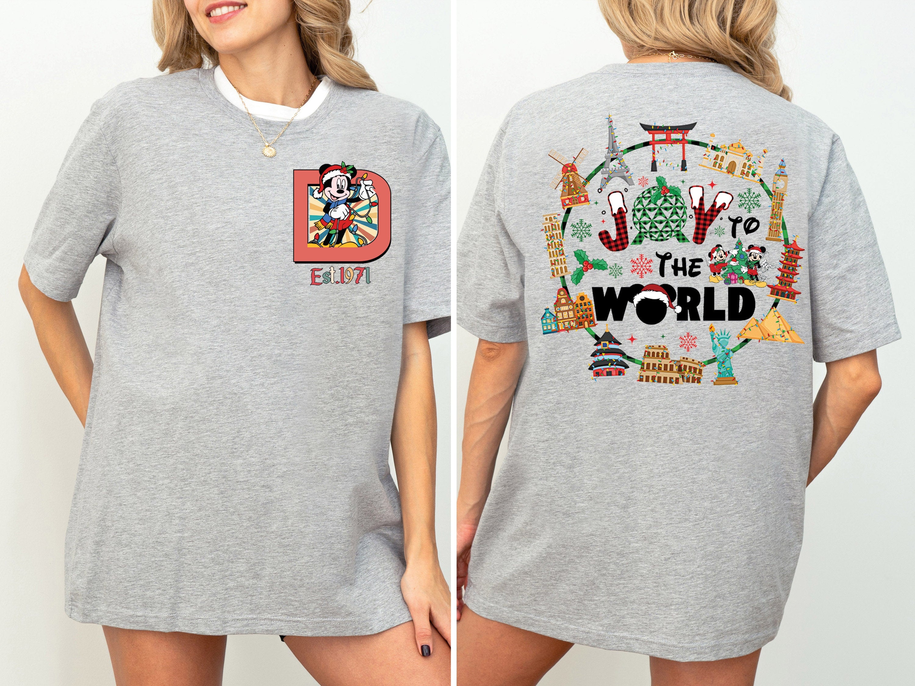 Mickey Joy to the World Xmas Shirt – Cute Christmas Holiday Family Tee