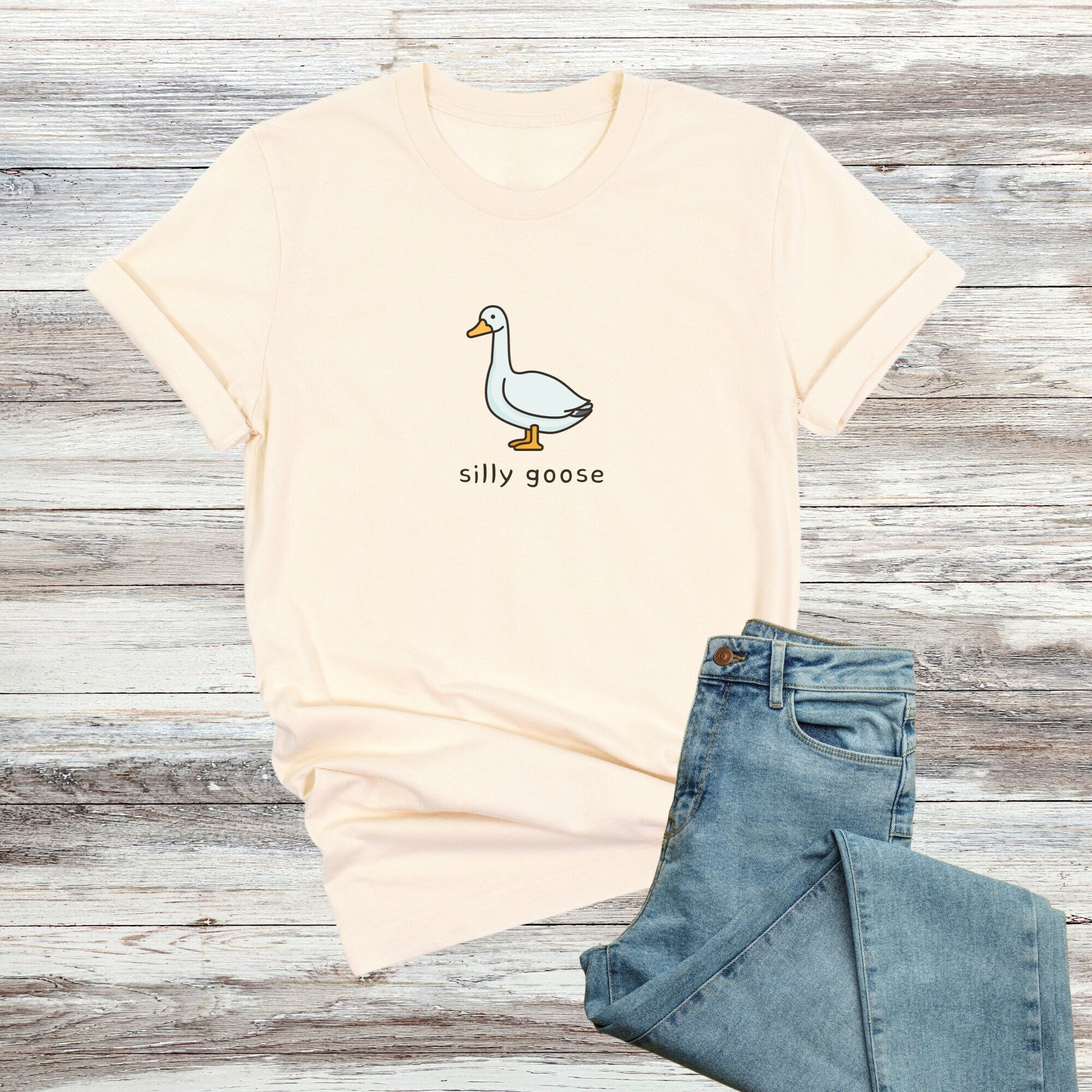 Minimal Silly Goose Graphic T-Shirt - Cute Animal Lover Tee