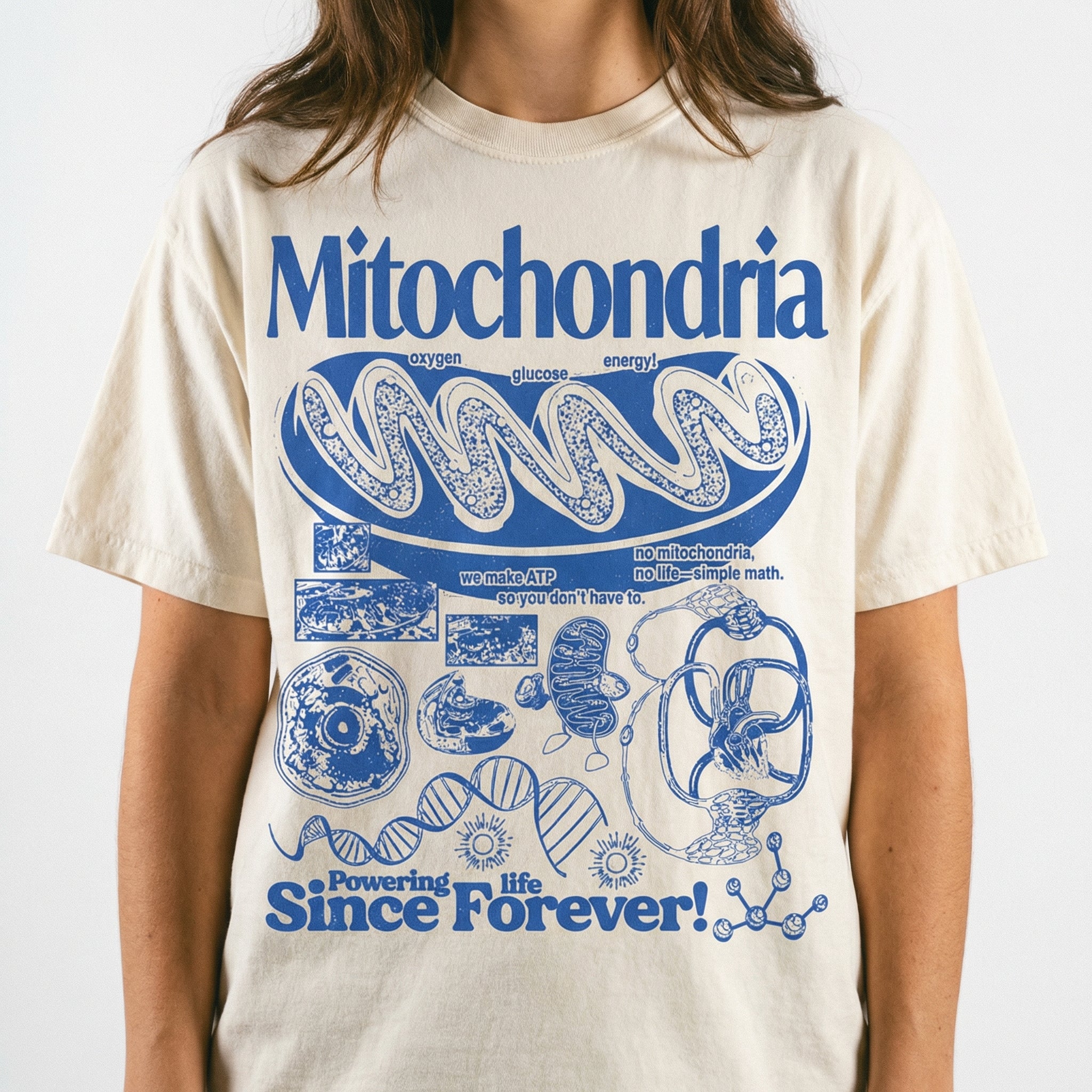 Mitochondria Vintage Science Graphic T-Shirt – Retro Biology Cell Diagram Tee