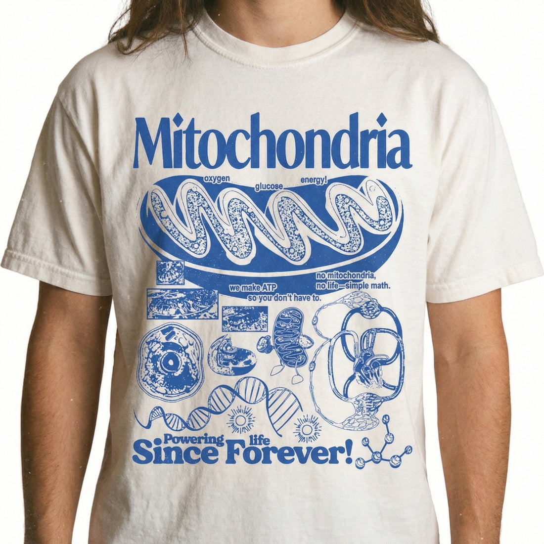 Mitochondria Vintage Science Graphic T-Shirt – Retro Biology Cell Diagram Tee