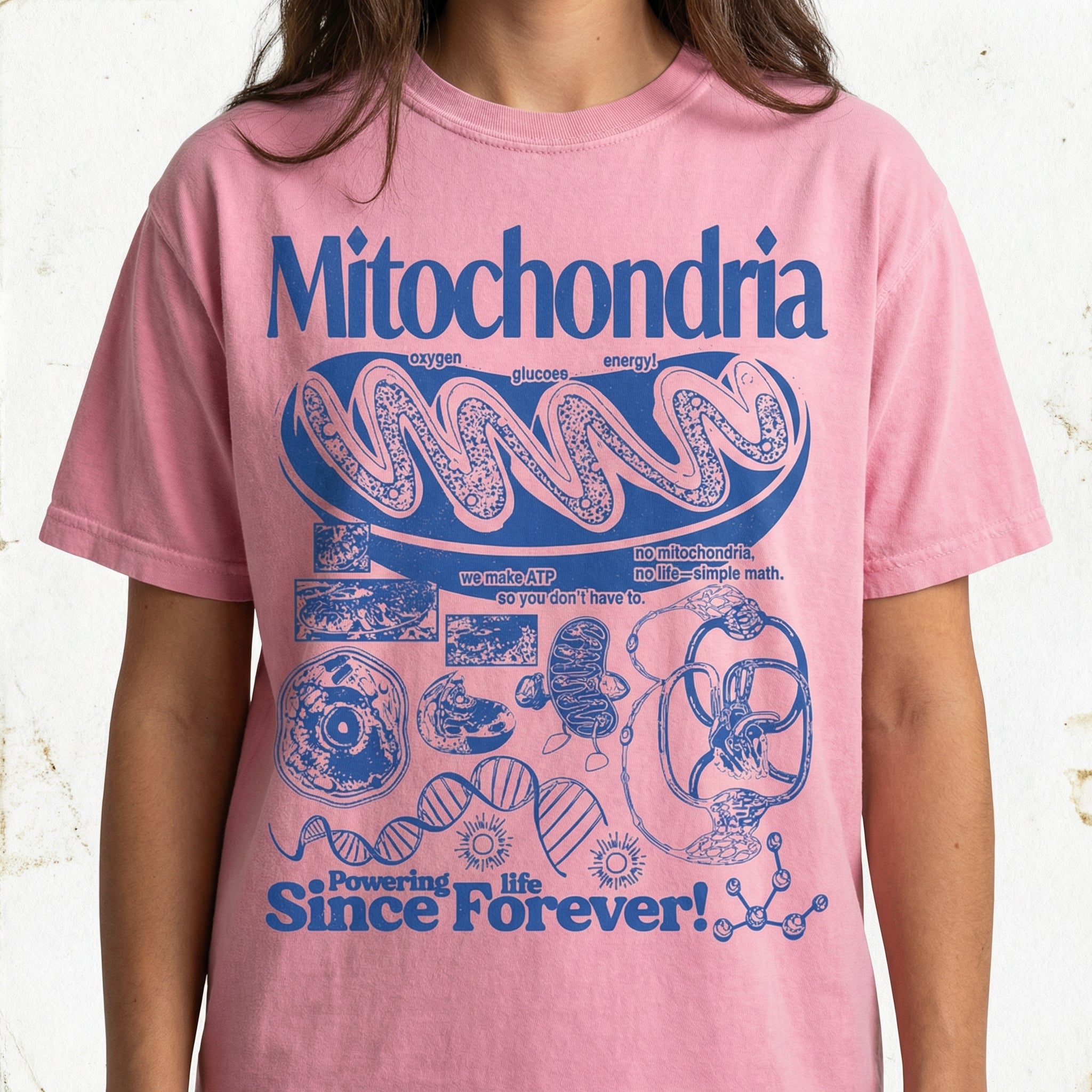 Mitochondria Vintage Science Graphic T-Shirt – Retro Biology Cell Diagram Tee