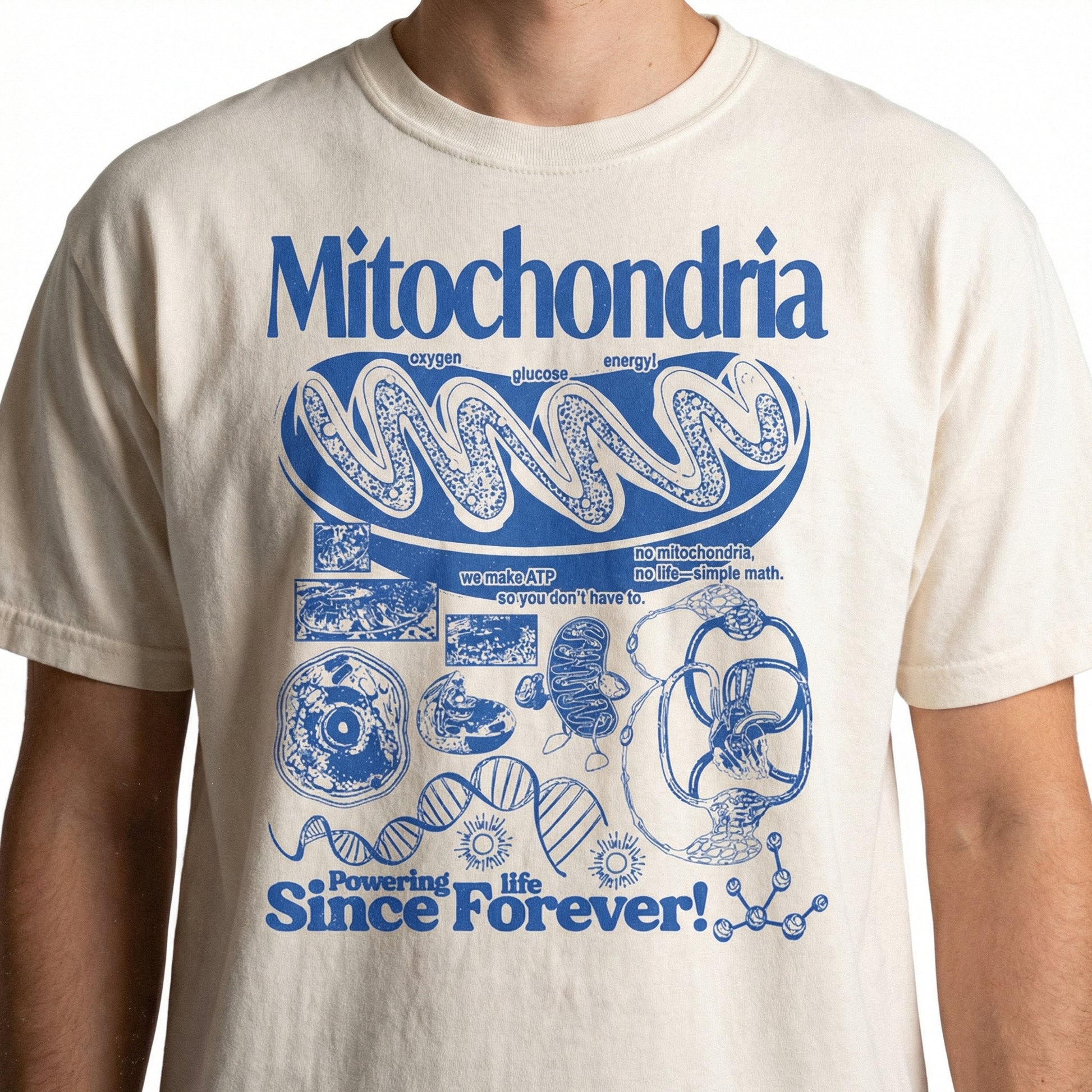 Mitochondria Vintage Science Graphic T-Shirt – Retro Biology Cell Diagram Tee