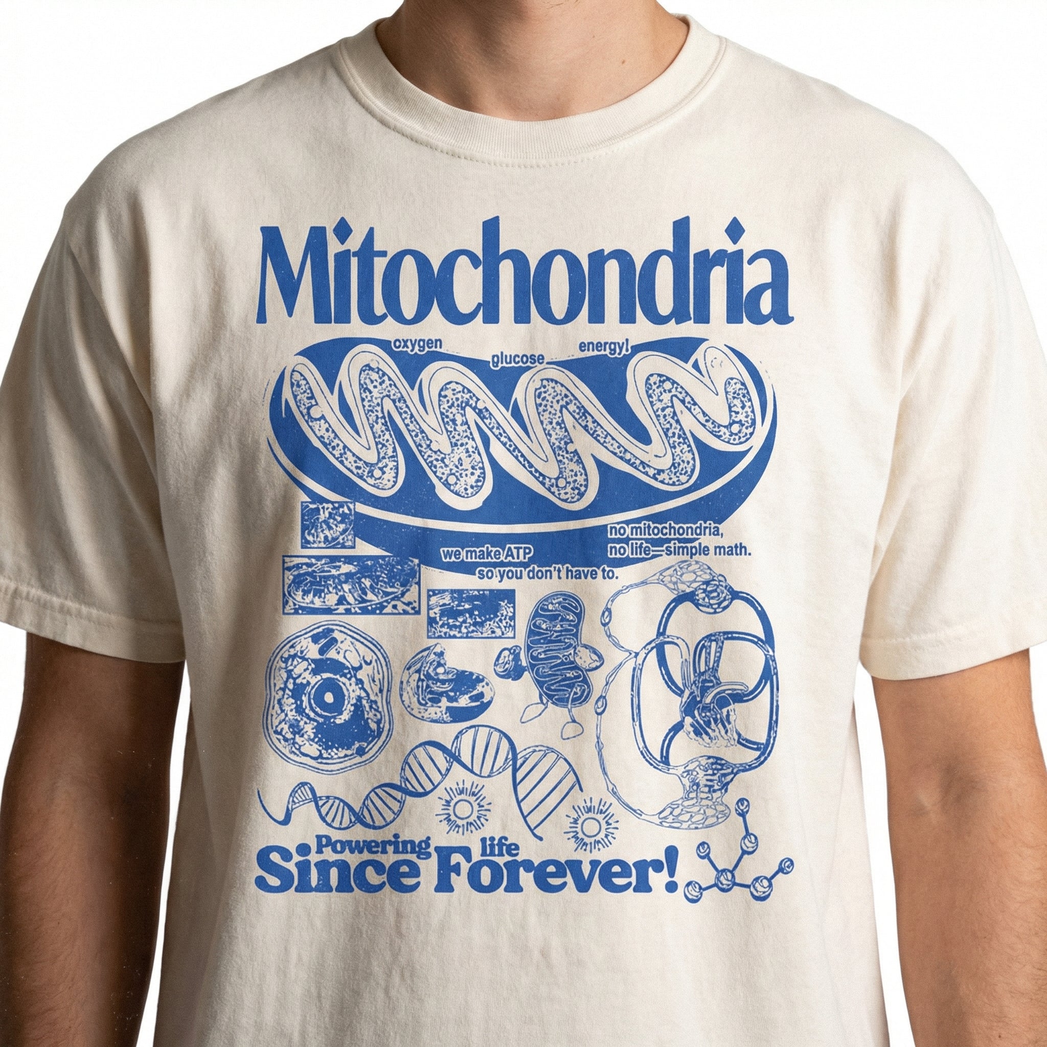 Mitochondria Vintage Science Graphic T-Shirt – Retro Biology Cell Diagram Tee