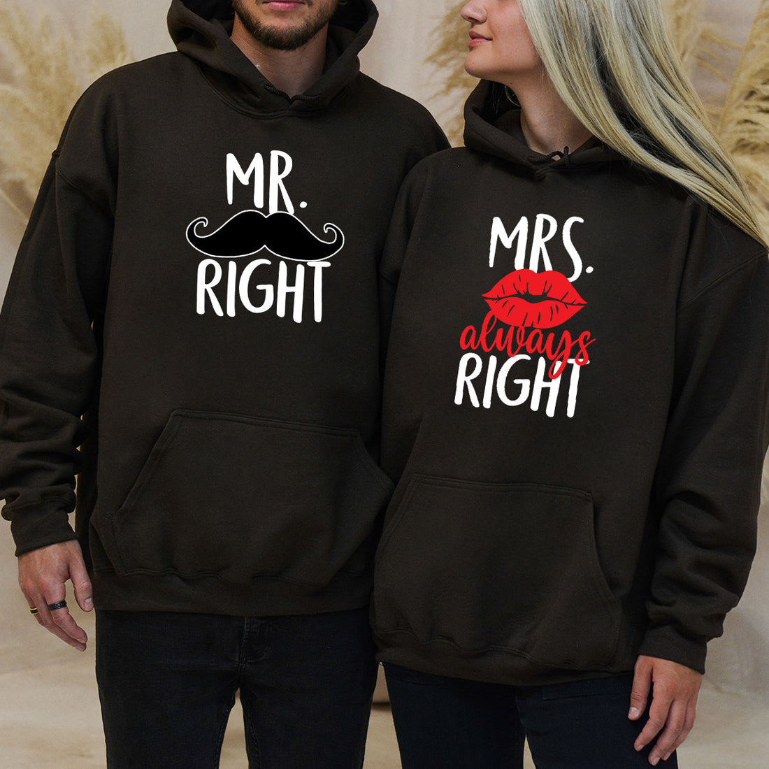 Mr Right Mrs Always Right Matching Hoodies For Couples
