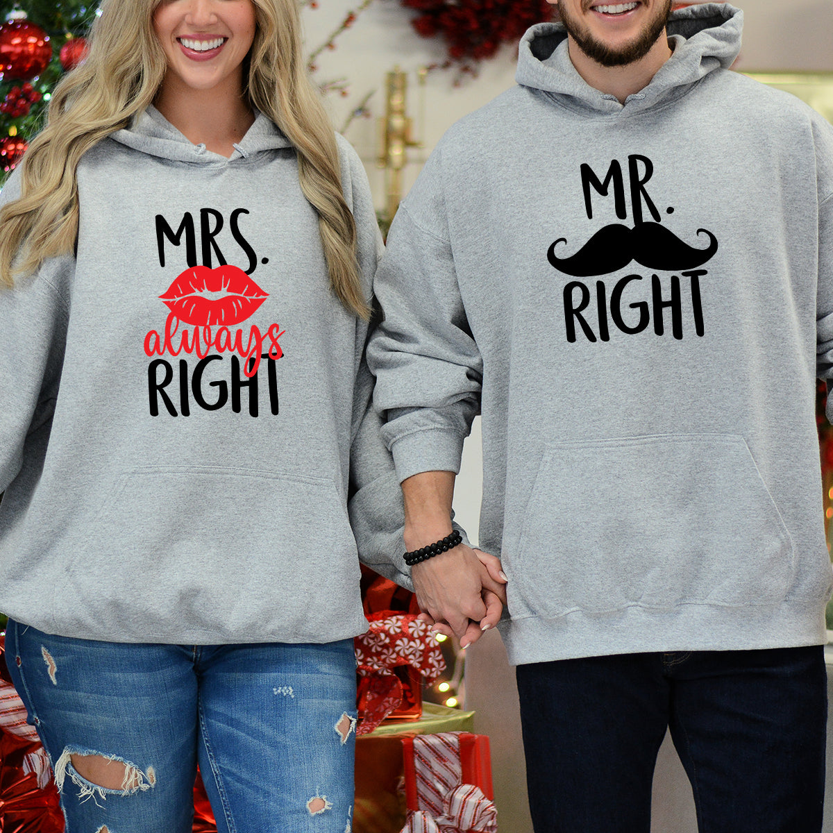 Mr Right Mrs Always Right Matching Hoodies For Couples