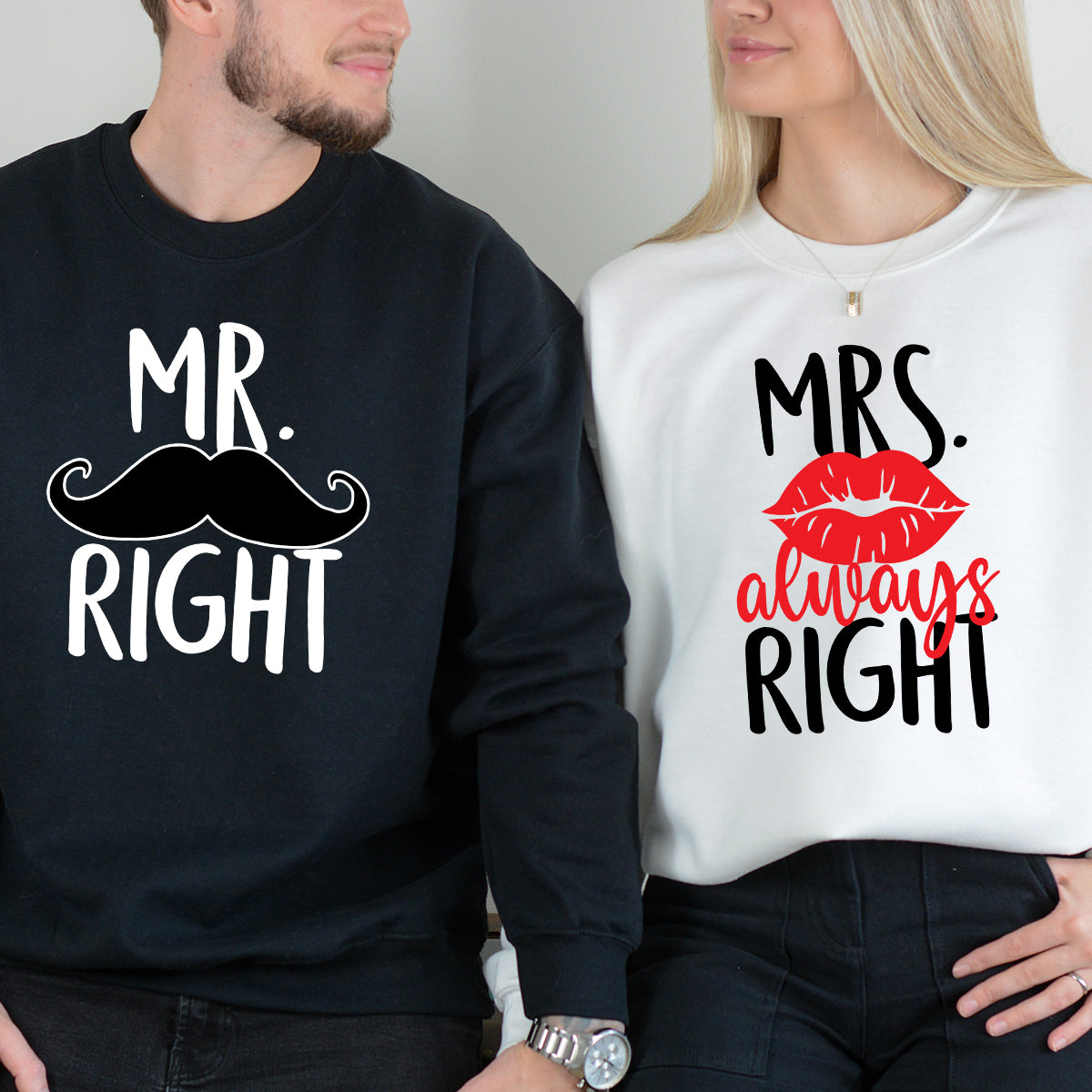 Mr Right Mrs Always Right Matching Hoodies For Couples