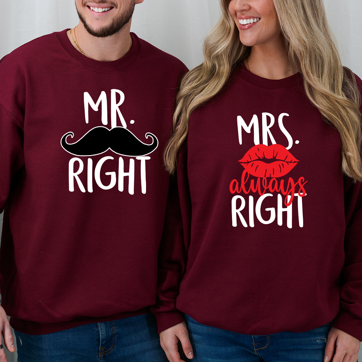 Mr Right Mrs Always Right Matching Hoodies For Couples